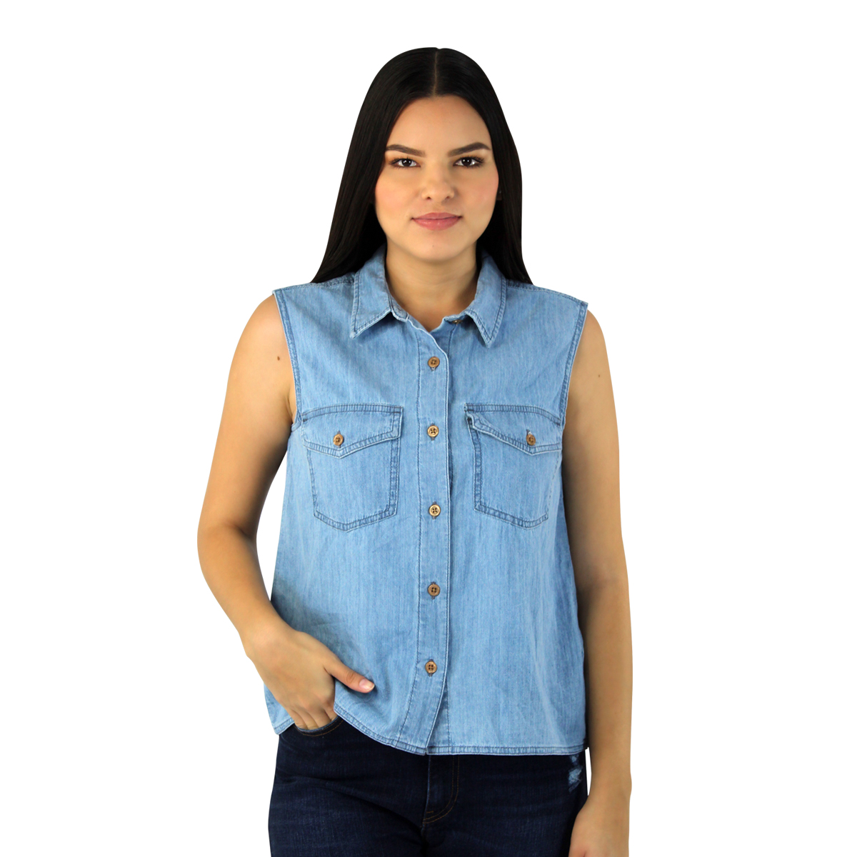 Blusa De Mezclilla Innermotion Azul Claro Estilo 1405 Para Mujer