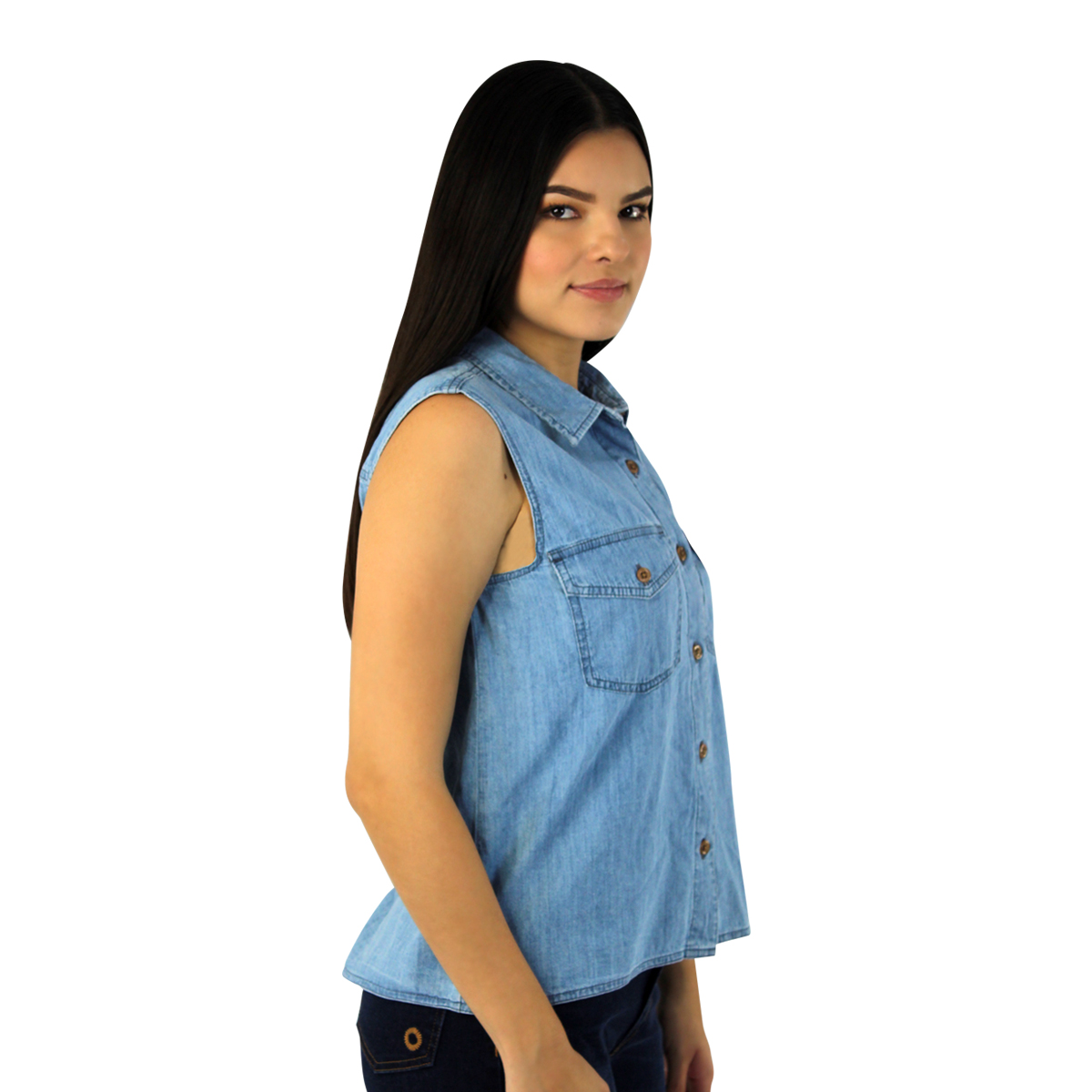 Blusa De Mezclilla Innermotion Azul Claro Estilo 1405 Para Mujer