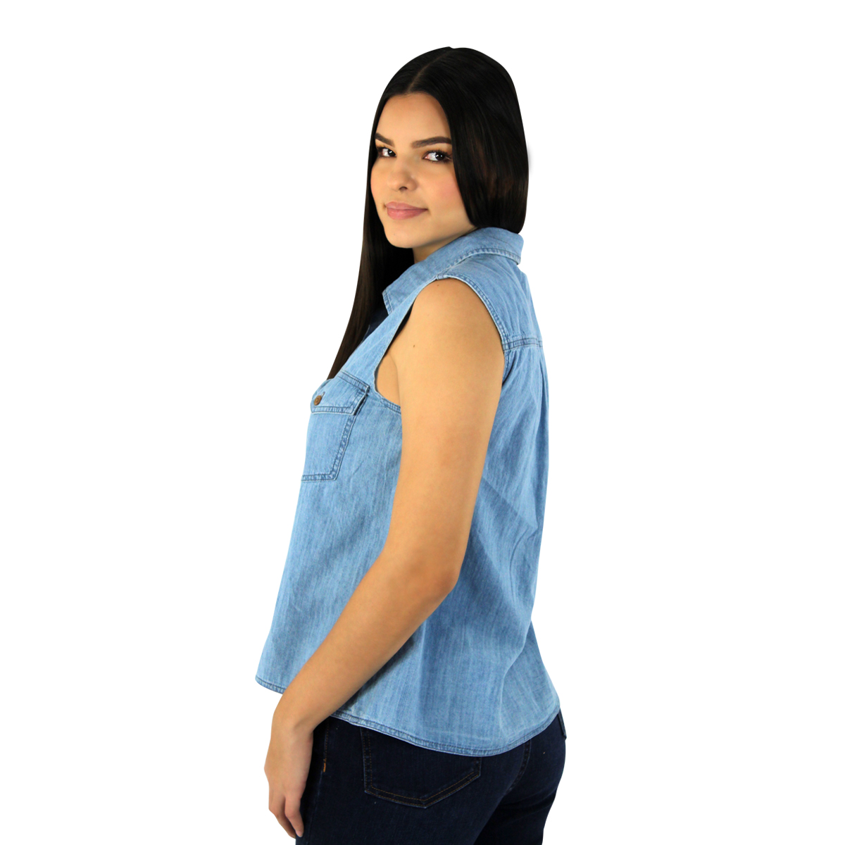 Blusa De Mezclilla Innermotion Azul Claro Estilo 1405 Para Mujer
