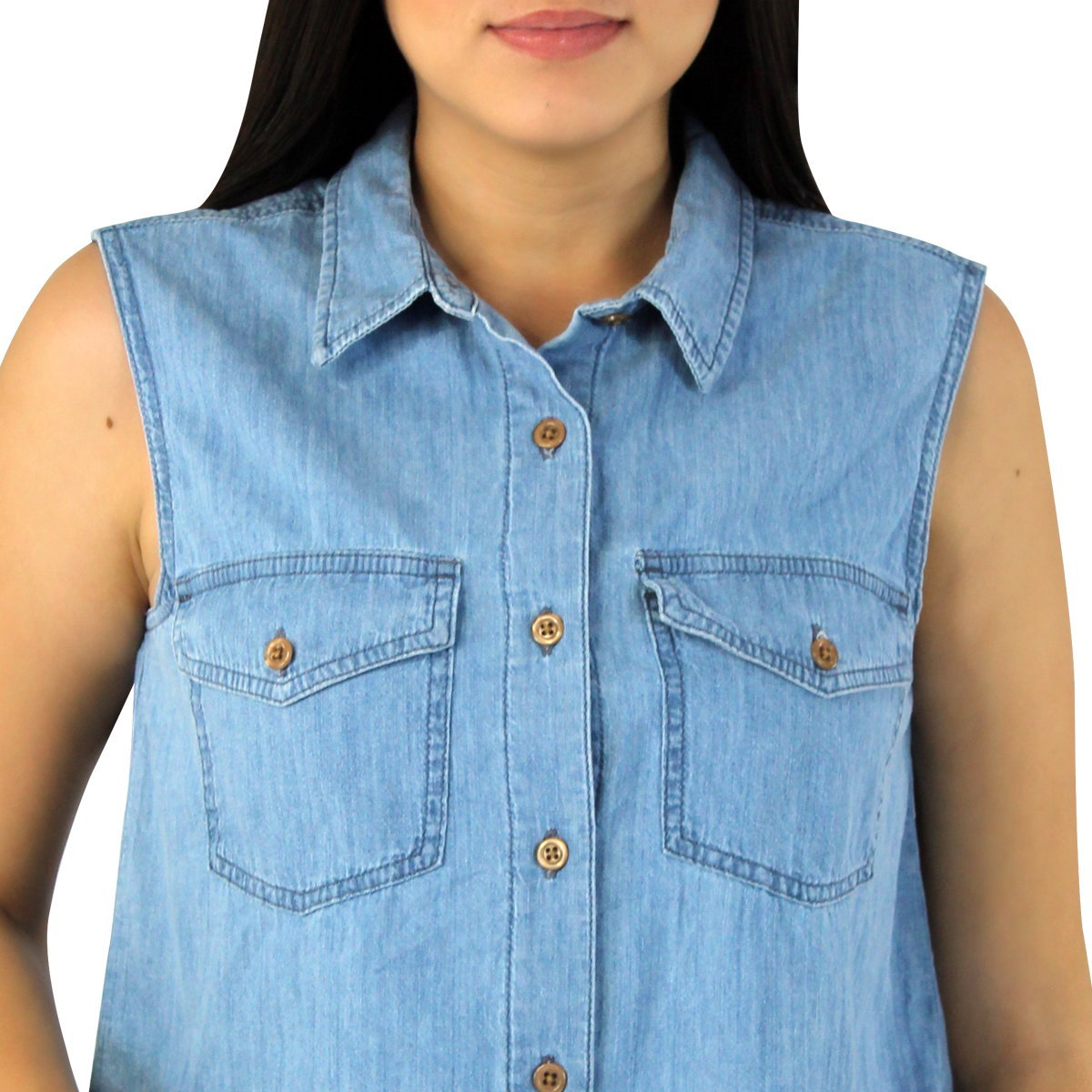 Blusa De Mezclilla Innermotion Azul Claro Estilo 1405 Para Mujer