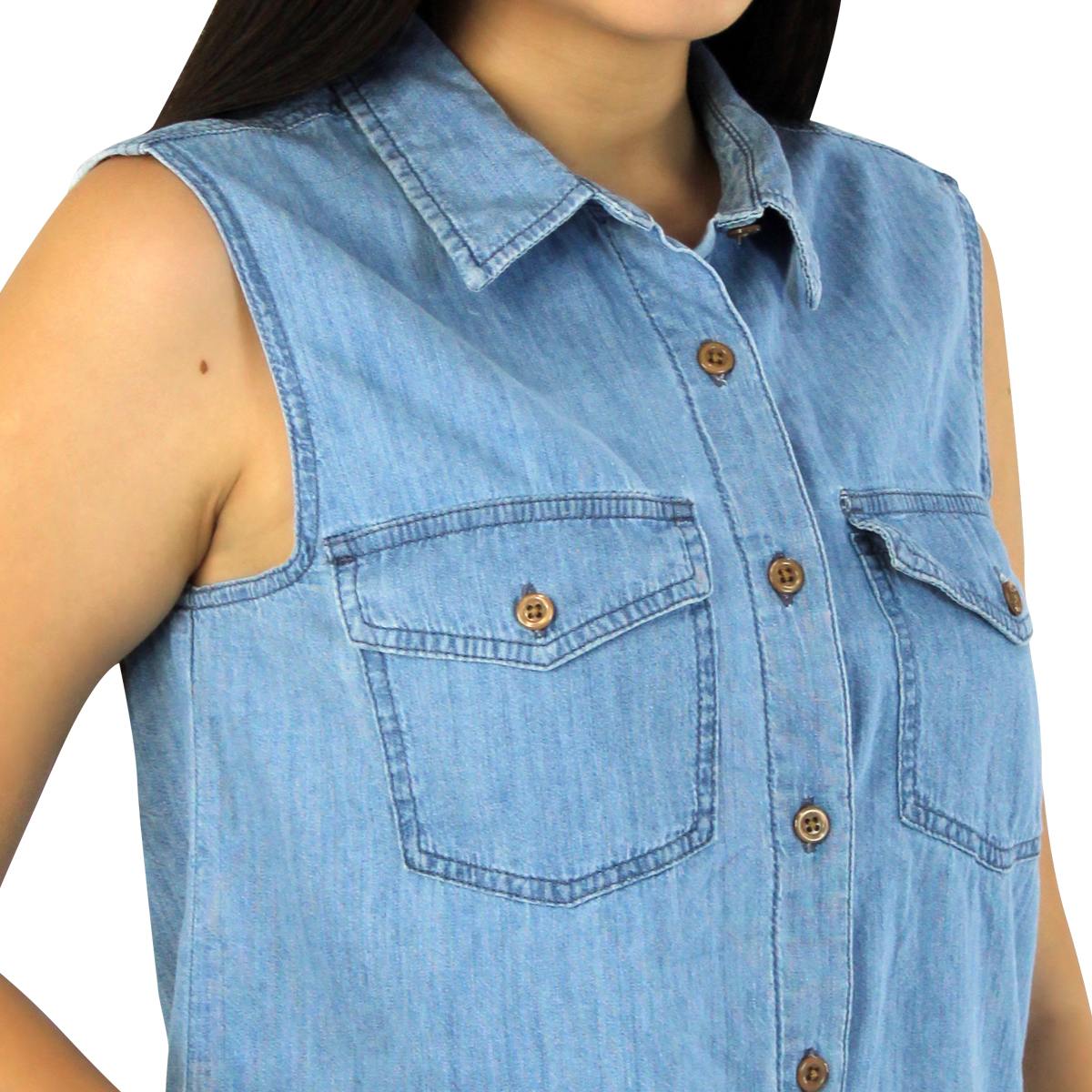 Blusa De Mezclilla Innermotion Azul Claro Estilo 1405 Para Mujer