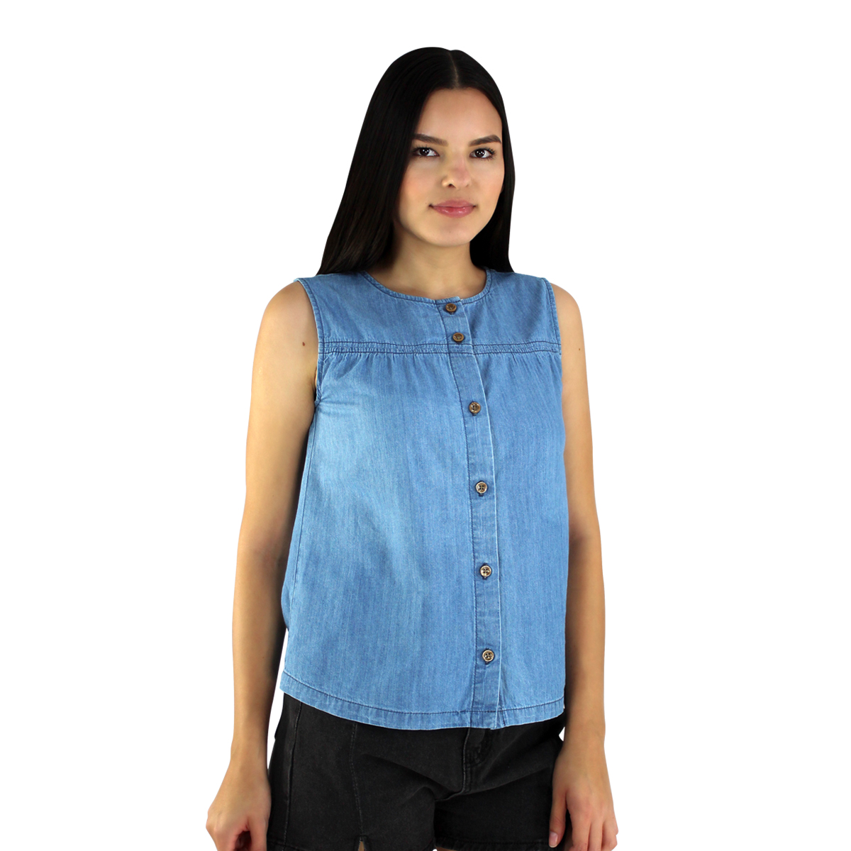 Blusa De Mezclilla Innermotion Azul Claro Estilo 1403 Para Mujer