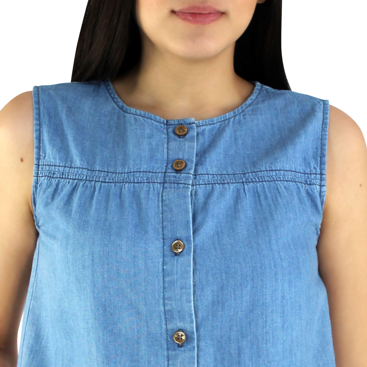 Blusa De Mezclilla Innermotion Azul Claro Estilo 1403 Para Mujer