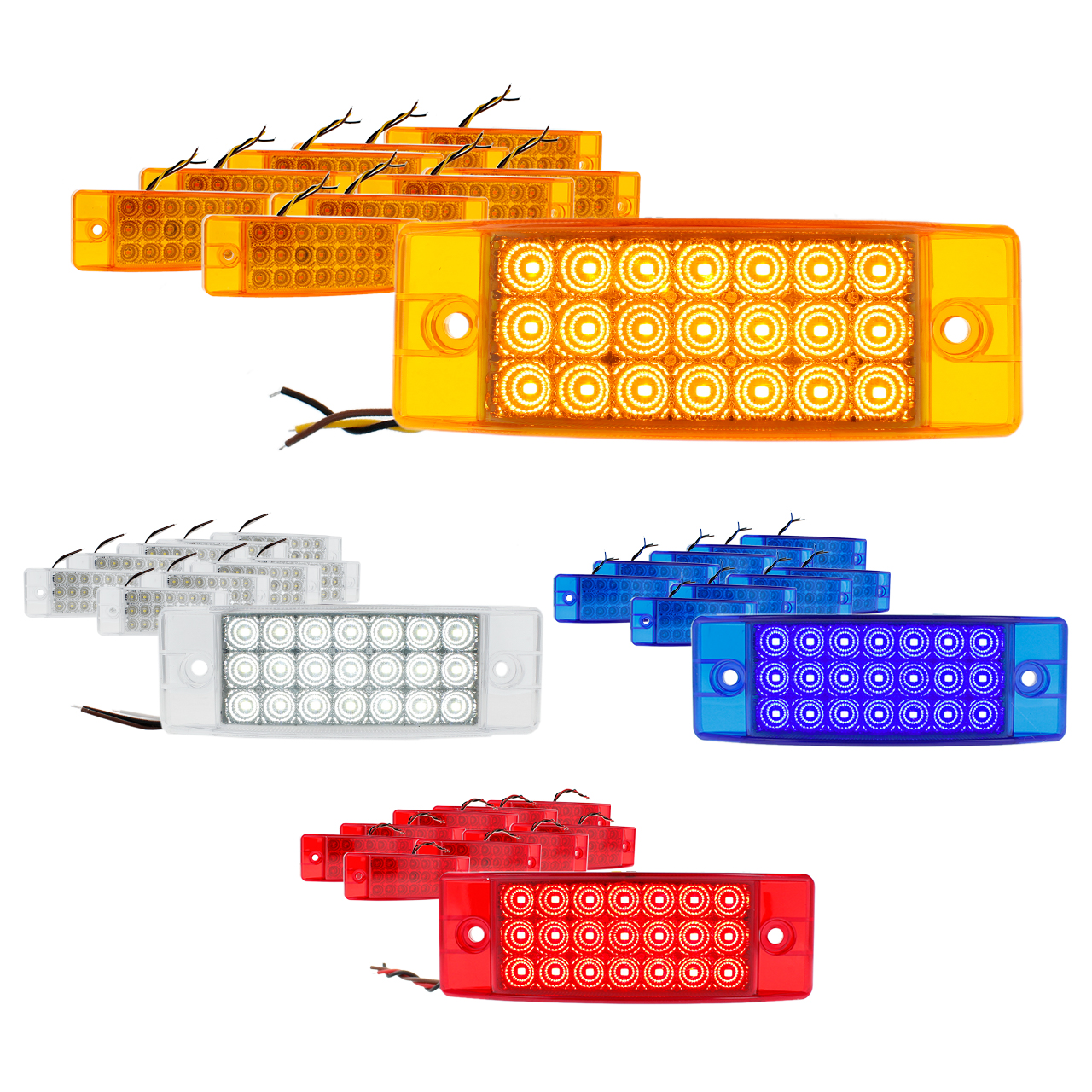 10 Plafon Lateral 21 Led Rectangular Estrobo Camion 12-24v