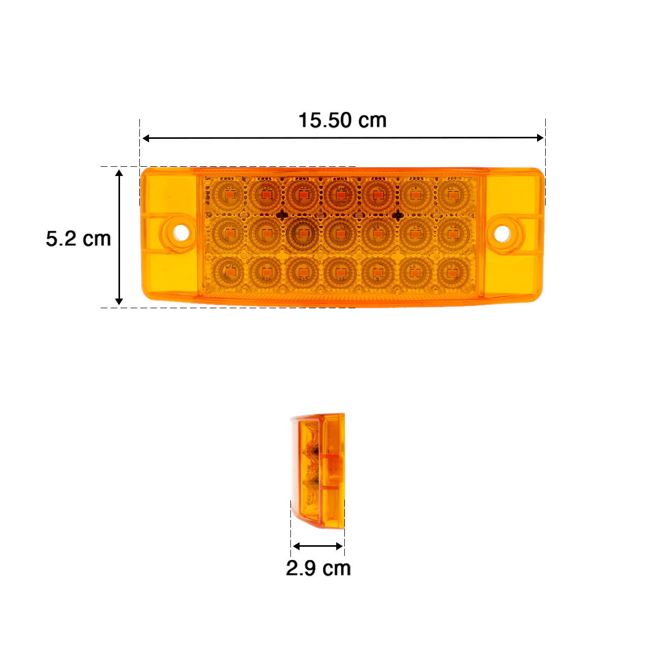 10 Plafon Lateral 21 Led Rectangular Estrobo Camion 12-24v