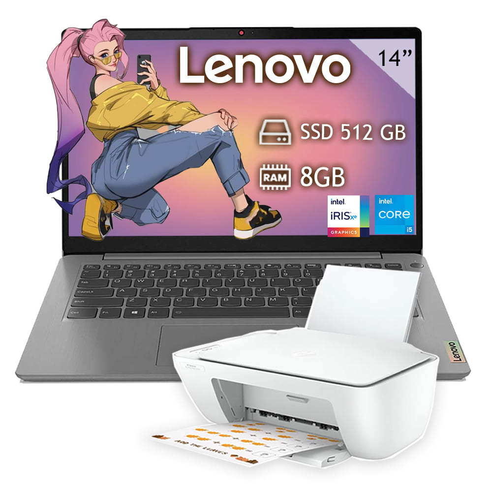 Laptop Lenovo Ideapad 3 14ITL6 Core I5-1135 Ram 8GB SSD 512GB Windows 11 -Gris + Impresora