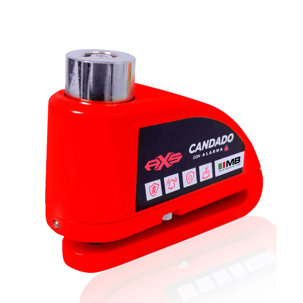 Candado de disco AXS con alarma y sensor de vibración rojo