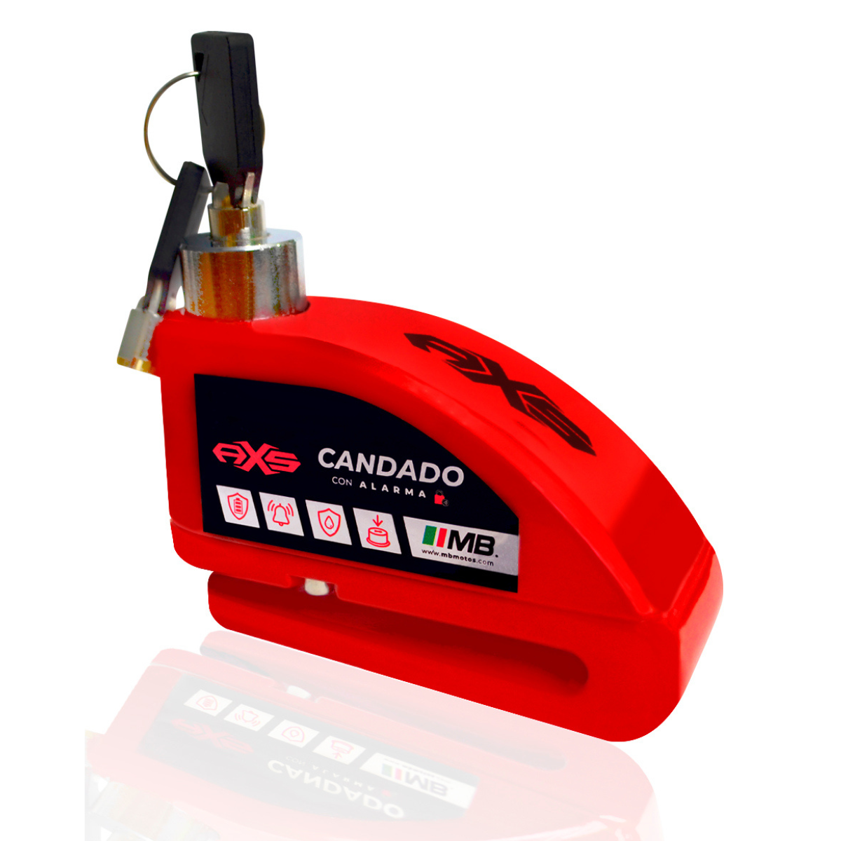 Candado de disco AXS con alarma y sensor de vibración rojo
