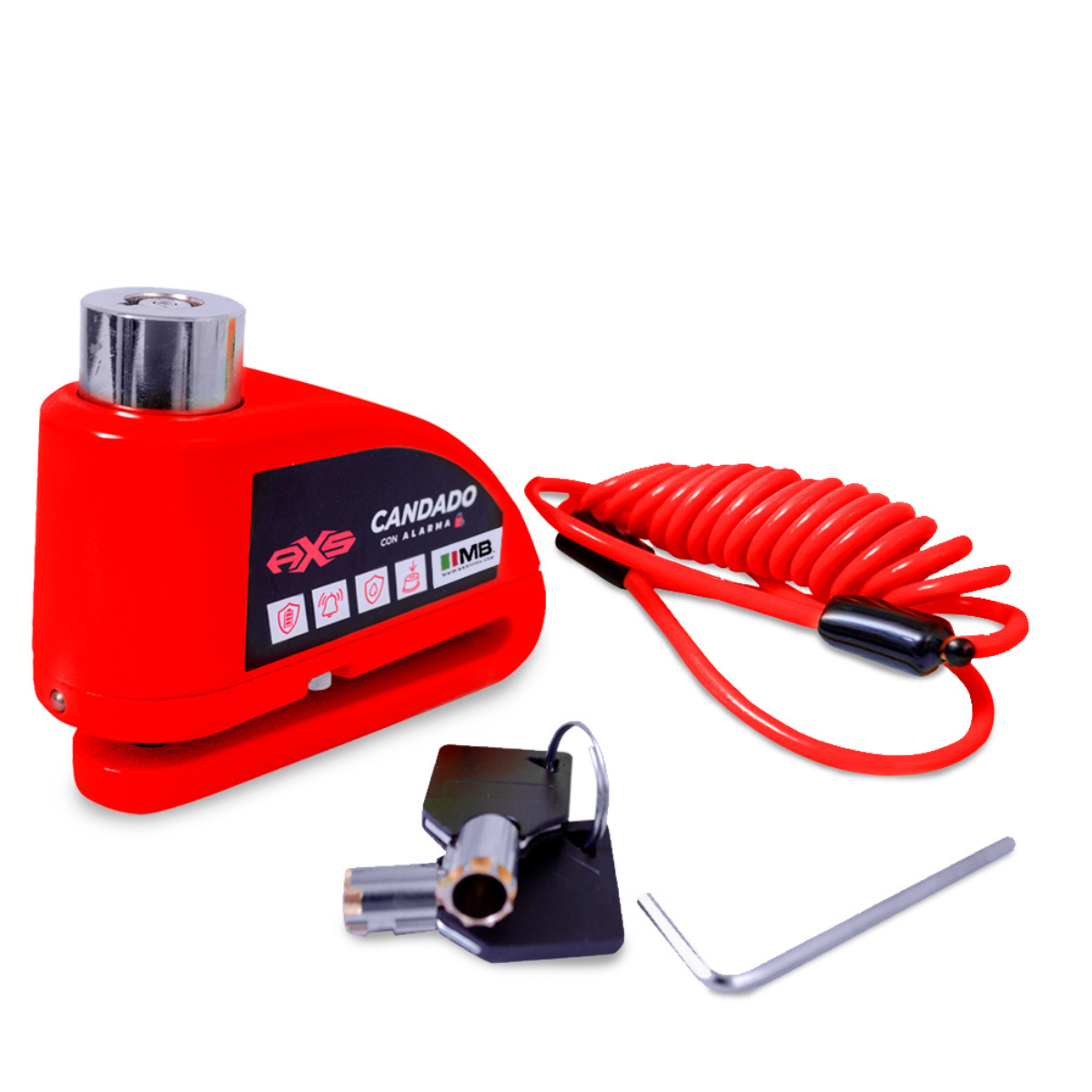 Candado de disco AXS con alarma y sensor de vibración rojo