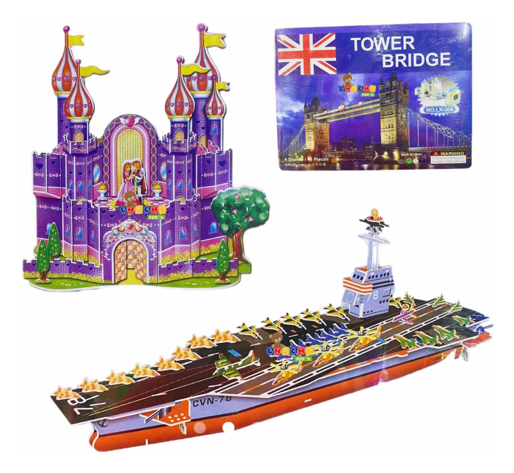 Rompe Cabeza 3d Cartón Juguete Didáctico 5pz