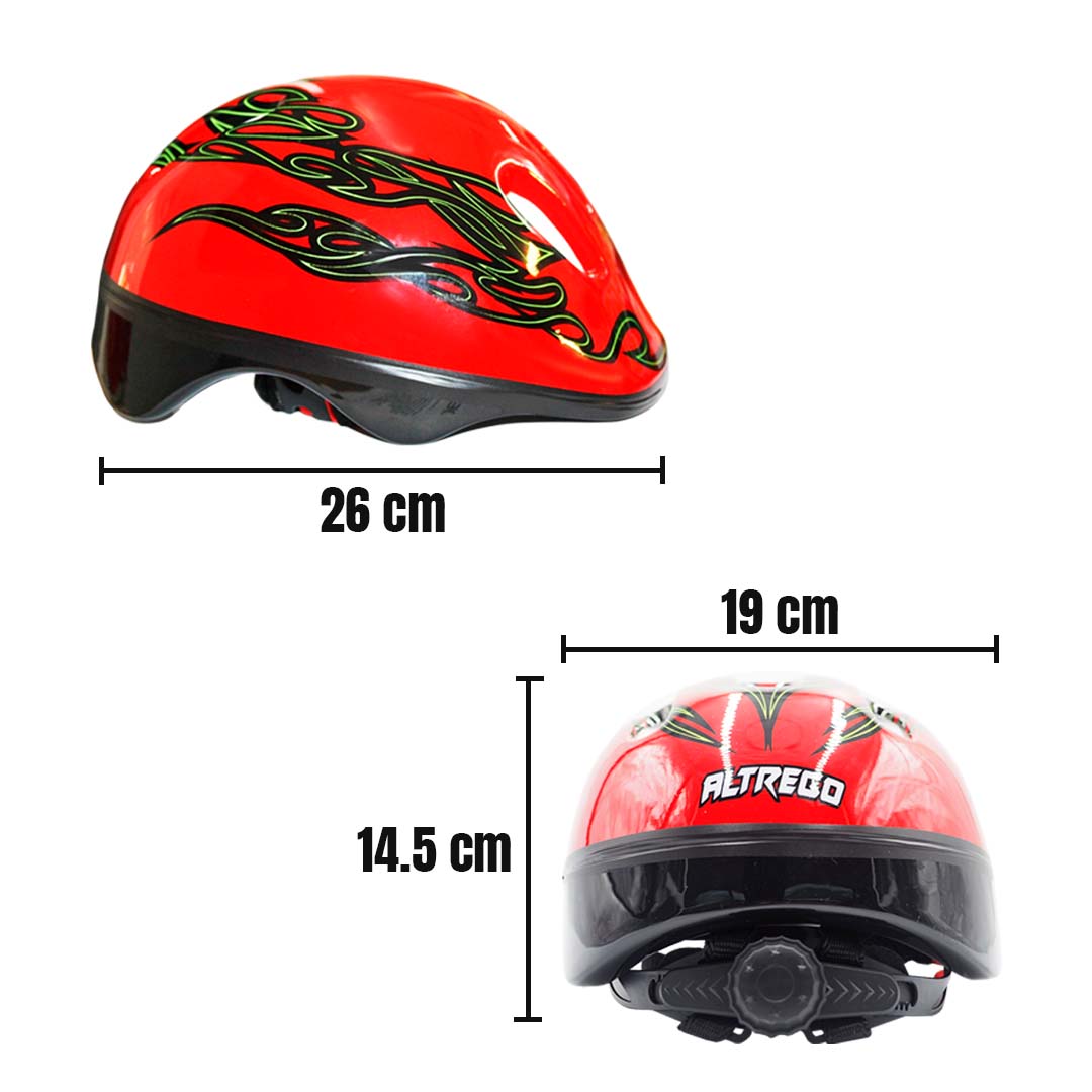 Casco Niño Bicicleta Kit Rodilleras Protección Infantil Rojo-Negro