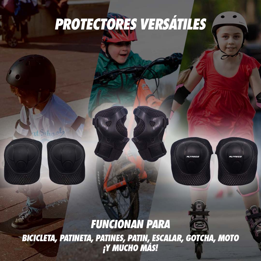 Casco Niño Bicicleta Kit Rodilleras Protección Infantil Rojo-Negro