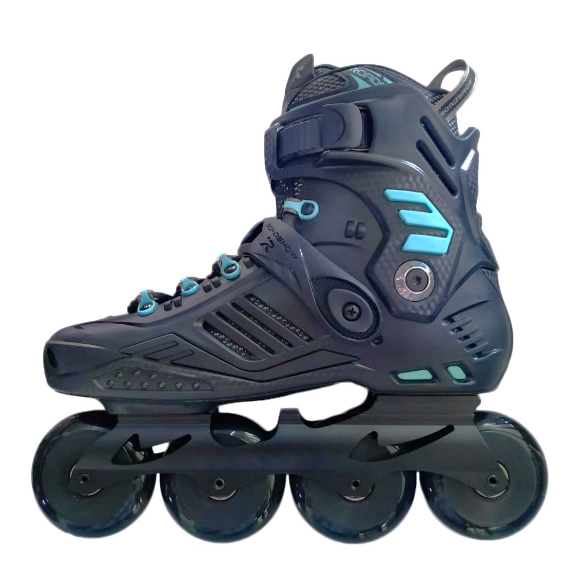 Patines Profesionales Negro y Azul Freeskate Para Slalom con Protecciones