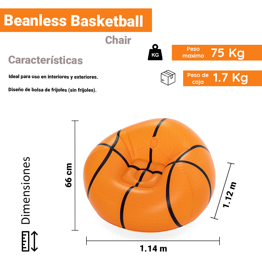 Sillón Inflable Puff Infantil Bestway Balón De Basketball 114 cm