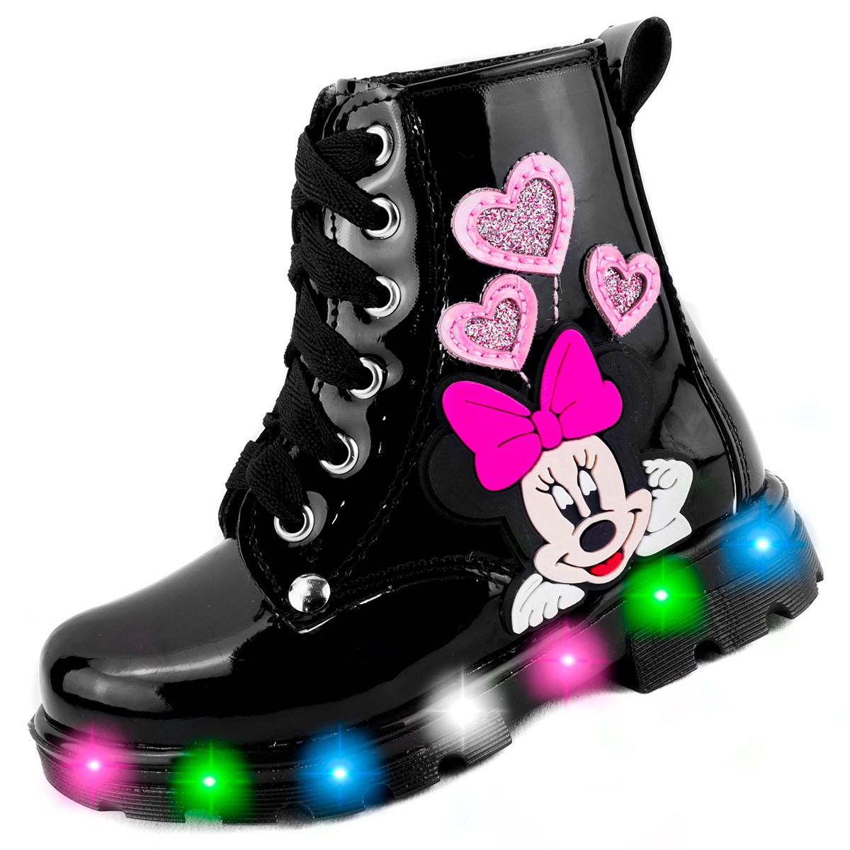Botas Niña Mimi Ratoncita Luces Leds Charol Negro 16496-cn