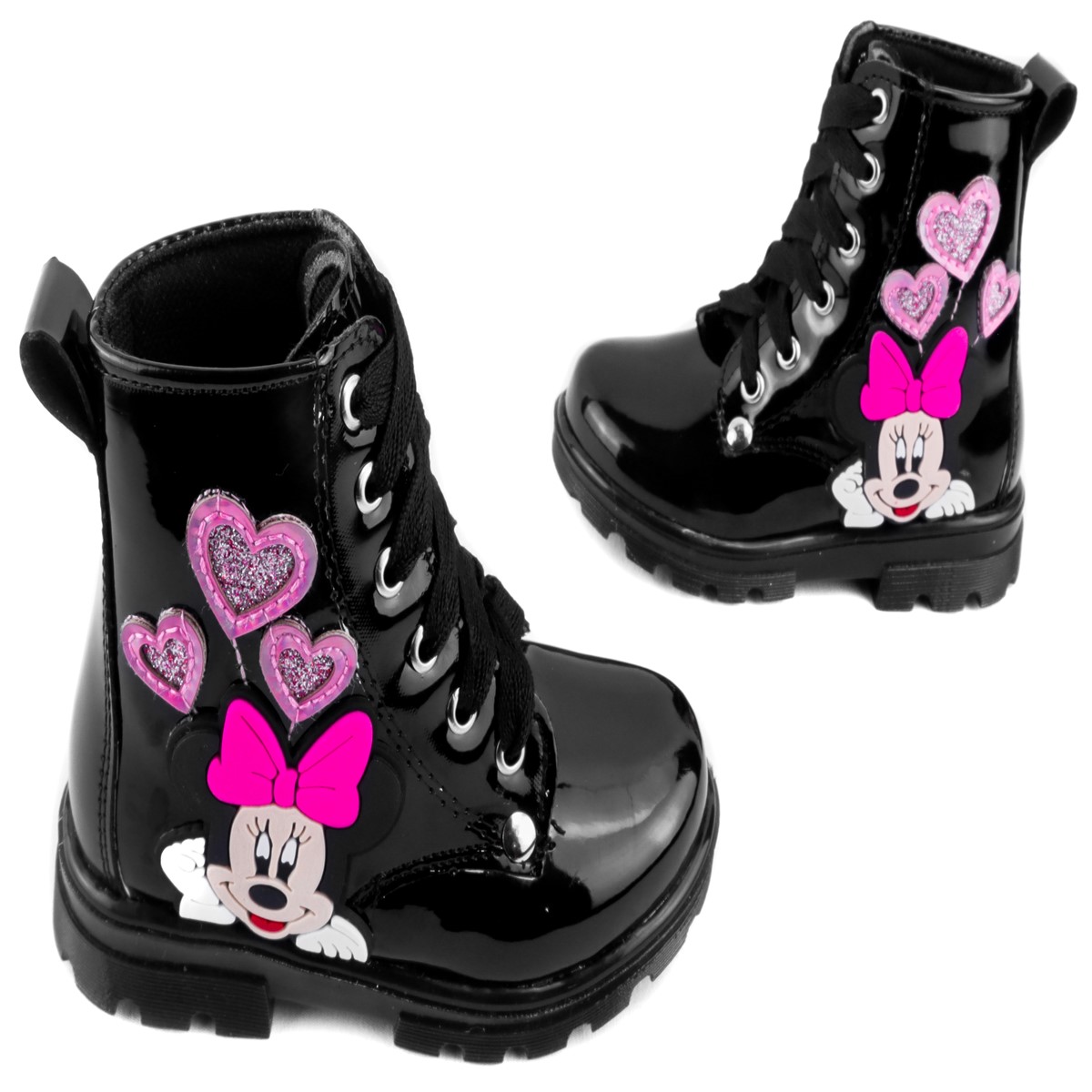Botas Niña Mimi Ratoncita Luces Leds Charol Negro 16496-cn