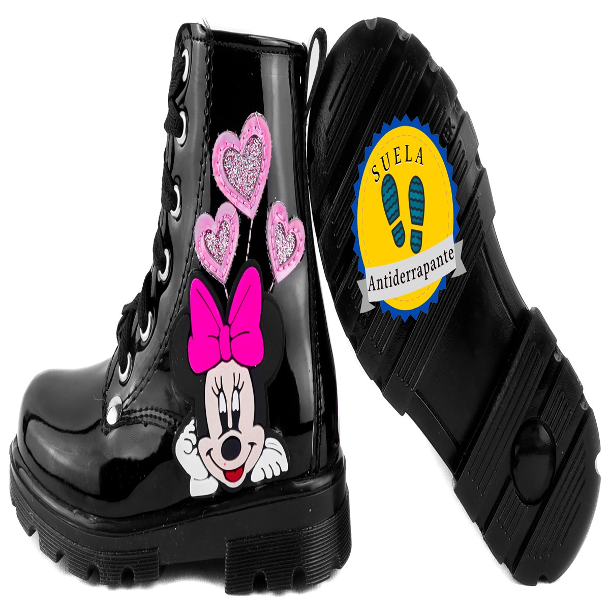 Botas Niña Mimi Ratoncita Luces Leds Charol Negro 16496-cn