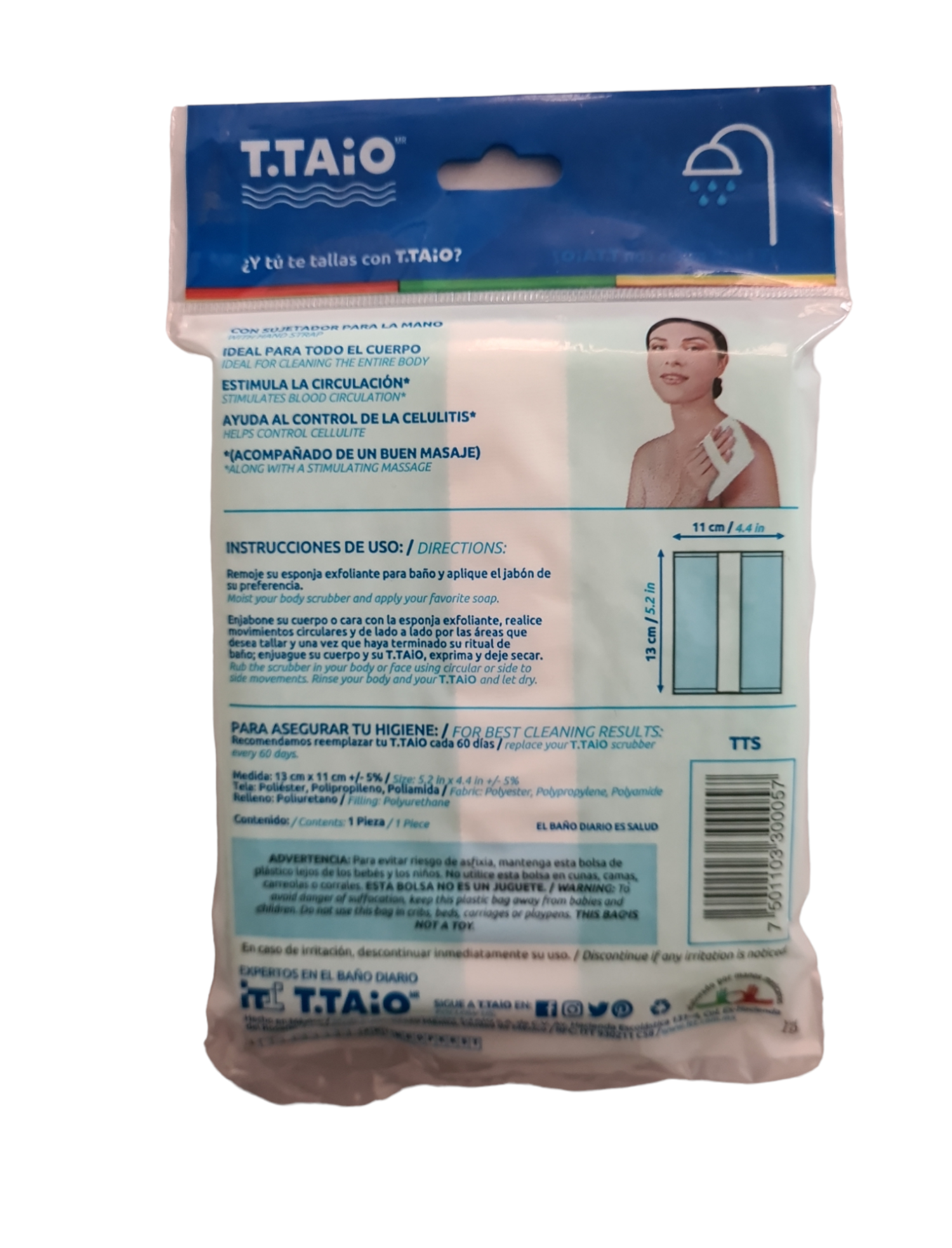 T.taio Esponja Exfoliante 13cmx11cm 6 Piezas