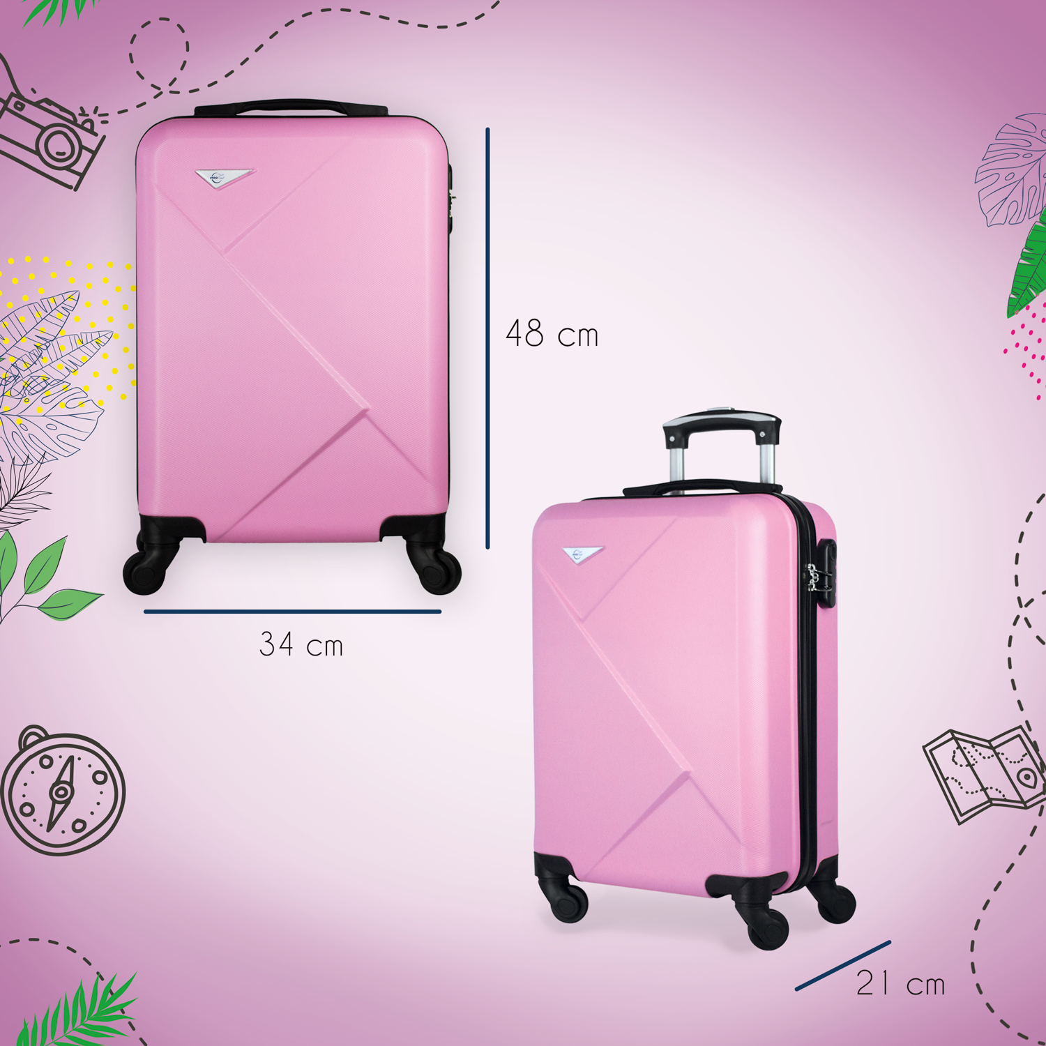 Maleta De Viaje Ligera 19 Pul Etco Travel Equipaje De Mano Rosa Claro Avion Ruedas 360 Barata