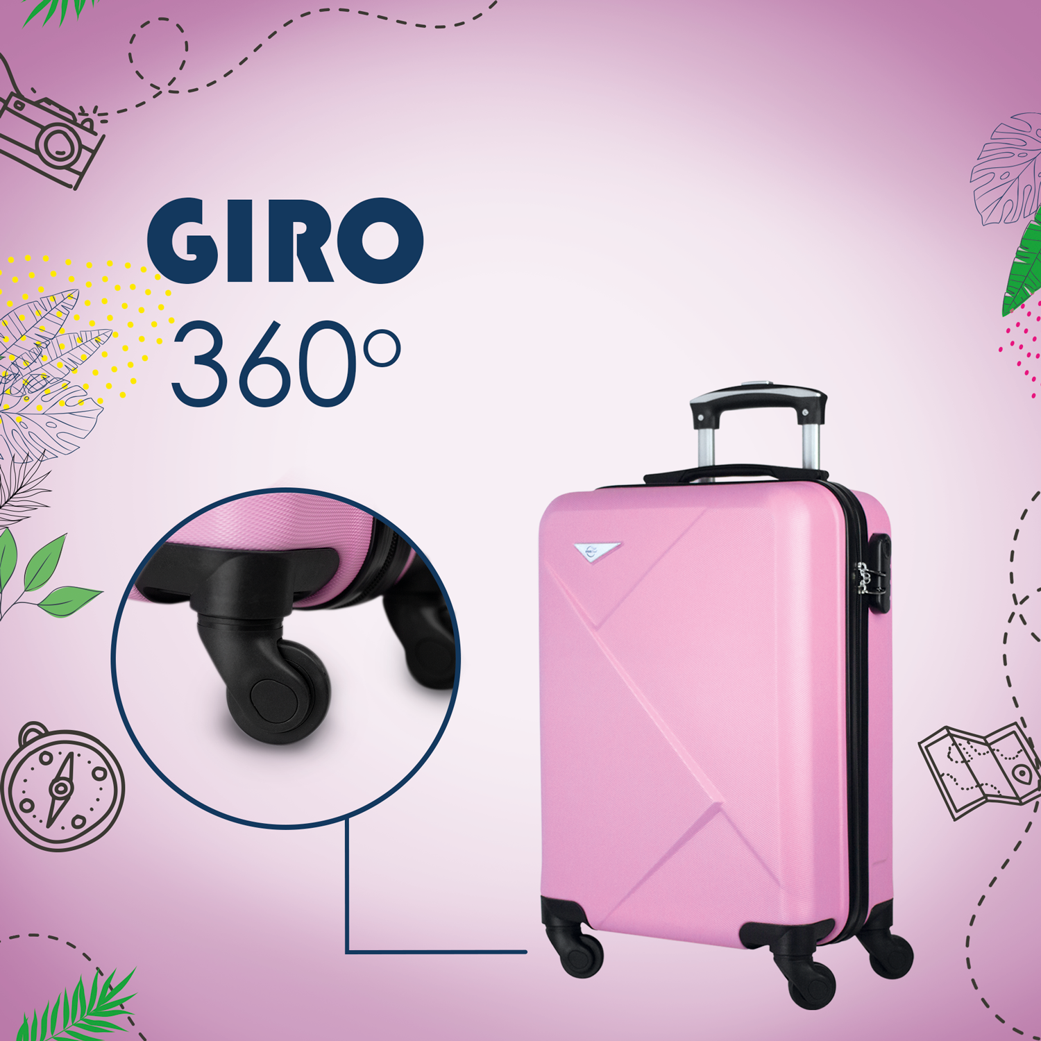 Maleta De Viaje Ligera 19 Pul Etco Travel Equipaje De Mano Rosa Claro Avion Ruedas 360 Barata