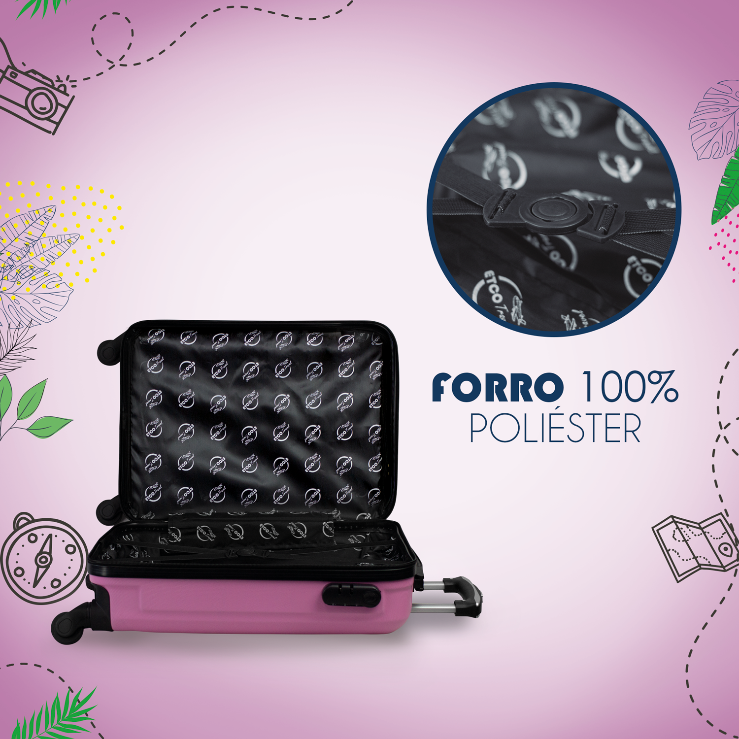 Maleta De Viaje Ligera 19 Pul Etco Travel Equipaje De Mano Rosa Claro Avion Ruedas 360 Barata