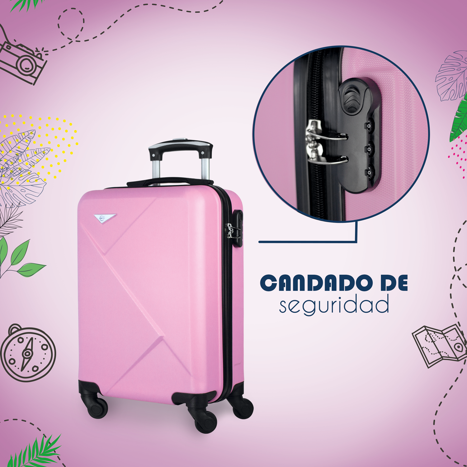 Maleta De Viaje Ligera 19 Pul Etco Travel Equipaje De Mano Rosa Claro Avion Ruedas 360 Barata