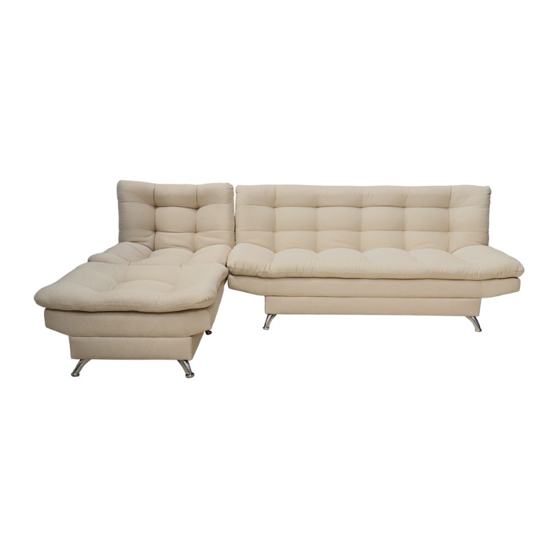 Sala Modular Beige Sofá cama Sillón y Taburete Florencia.