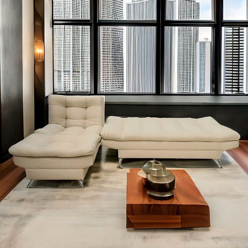 Sala Modular Beige Sofá cama Sillón y Taburete Florencia.