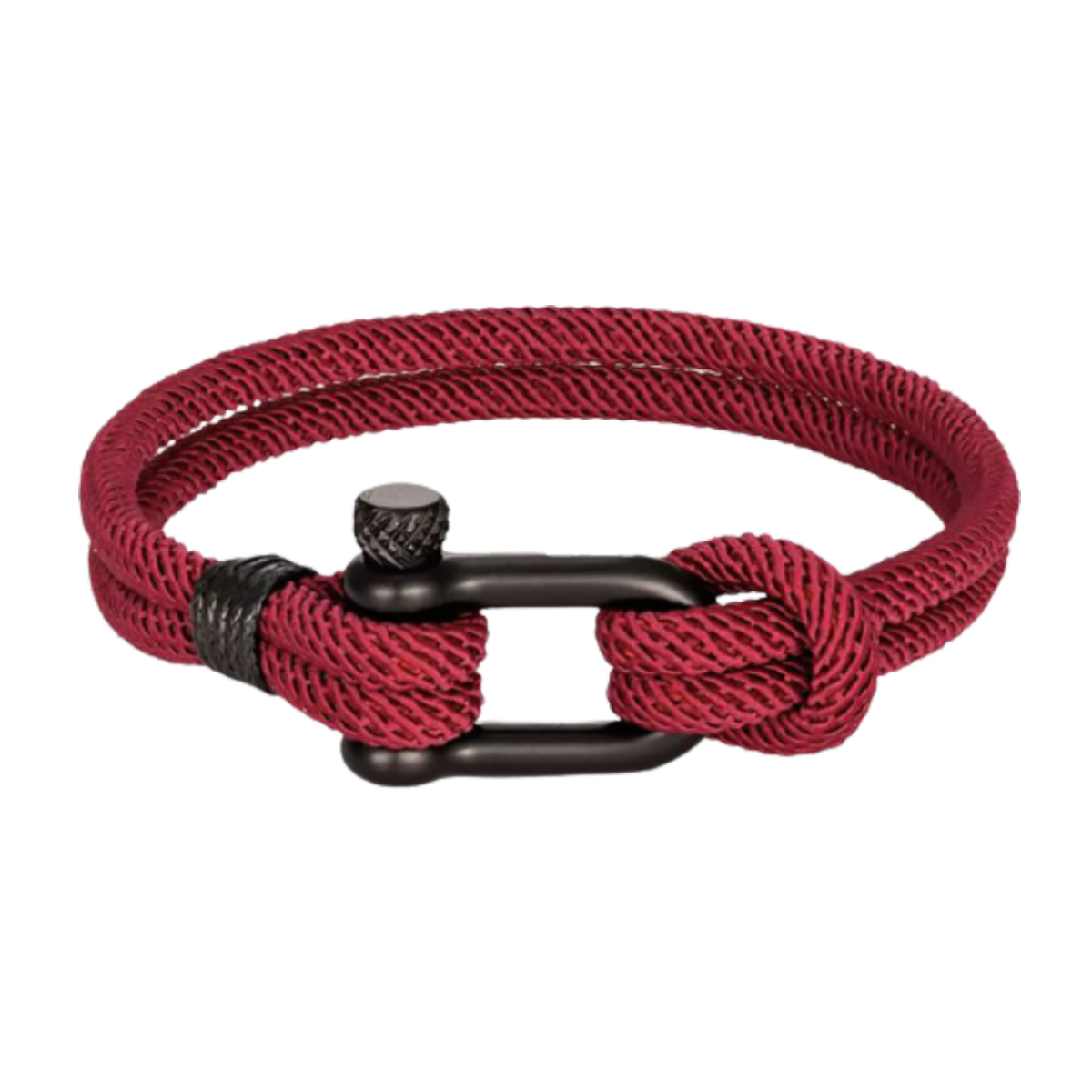 Pulsera de cuerda para hombre, pulsera náutica con grillete de acero para hombre y mujer. Brazalete paracord - Rojo/Plata