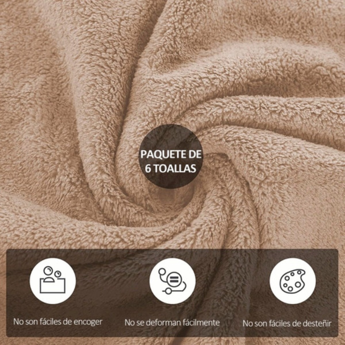 Juego De Toallas De Baño Vellón De Coral 6 Piezas Marrón