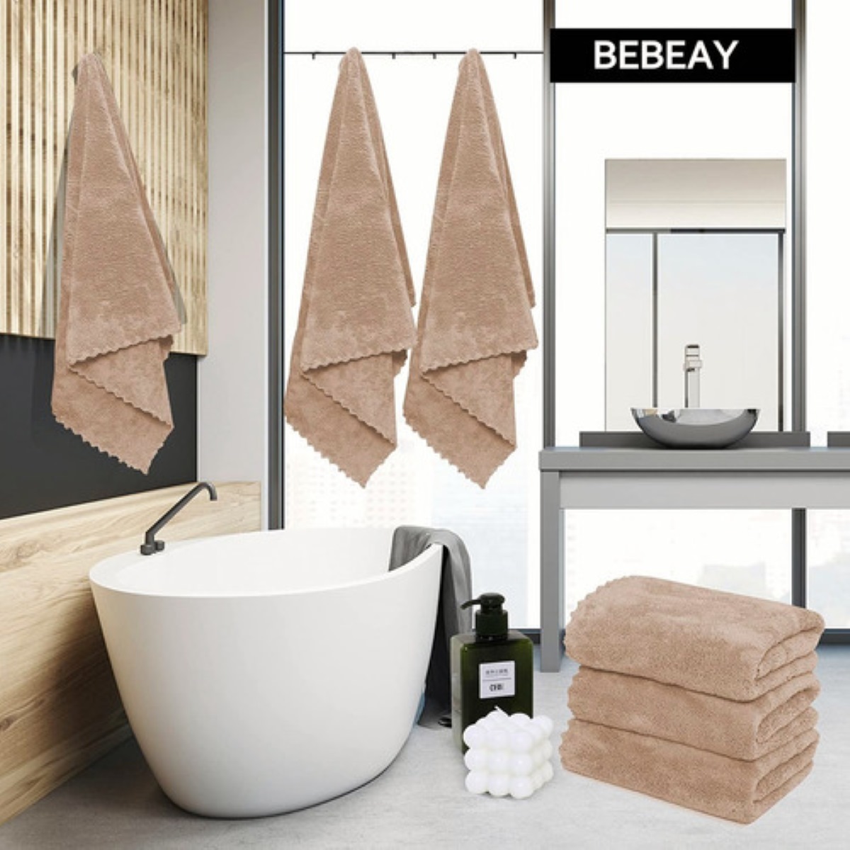 Juego De Toallas De Baño Vellón De Coral 6 Piezas Marrón
