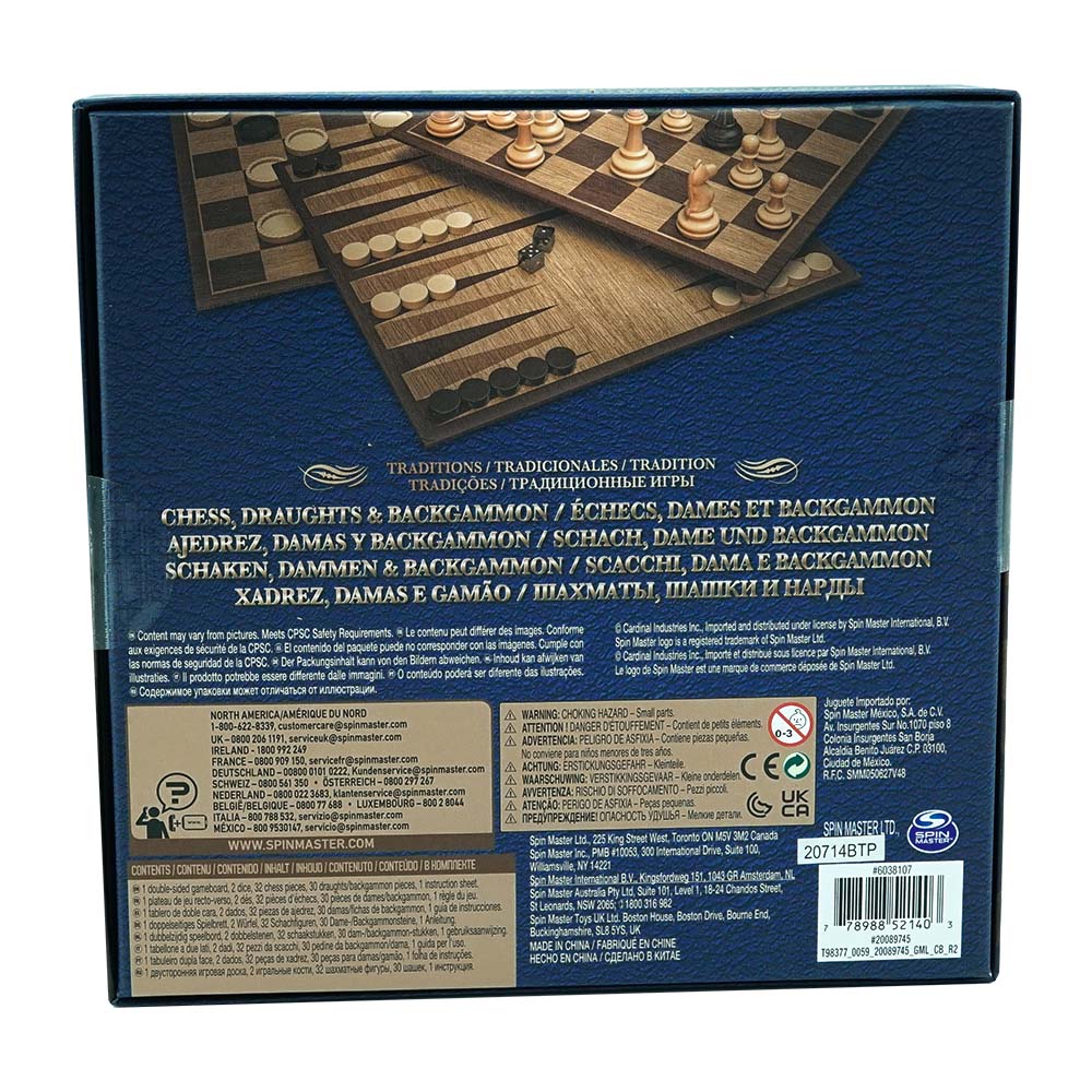 Juego de Mesa Spin Master Ajedrez Damas y Backgamon
