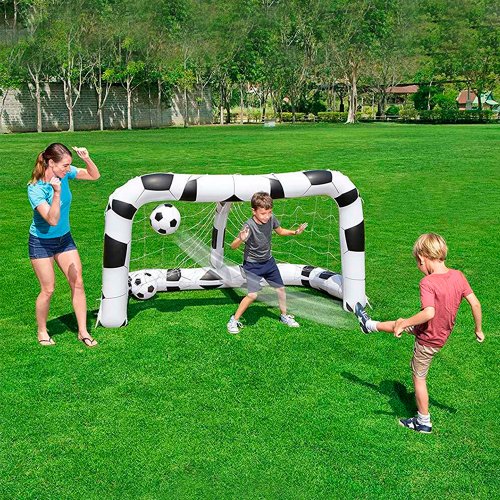 Portería montable de fútbol - Incluye balón de fútbol e inflador - Ideal  para niños y para el jardín, la playa o el