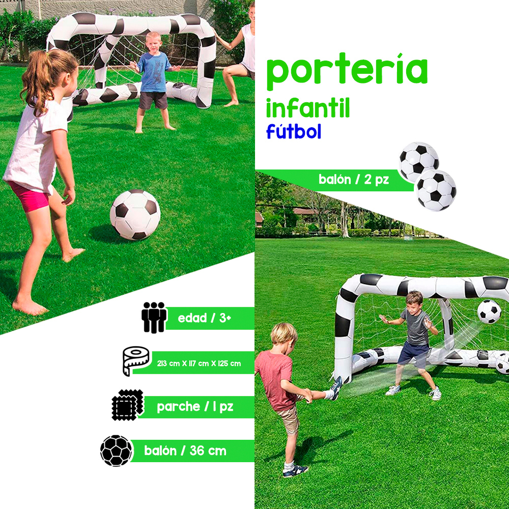 Portería Inflable Futbol Infantil Con Balones Juego Para Jardín