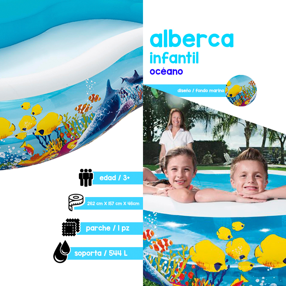 Alberca Inflable Piscina Ovalada De Peces Bestway 262 Cm