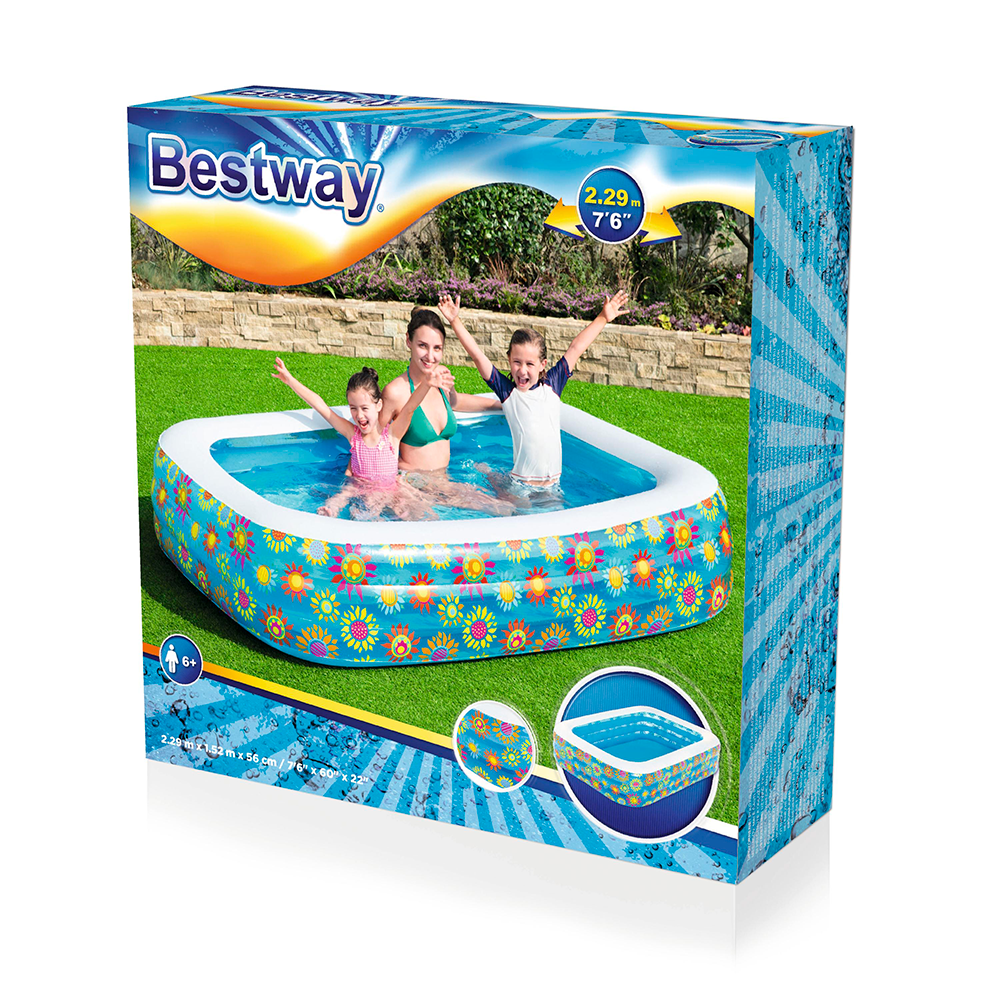 Alberca Inflable Infantil Bestway 54120 229 Cm Piscina De Flores Azul