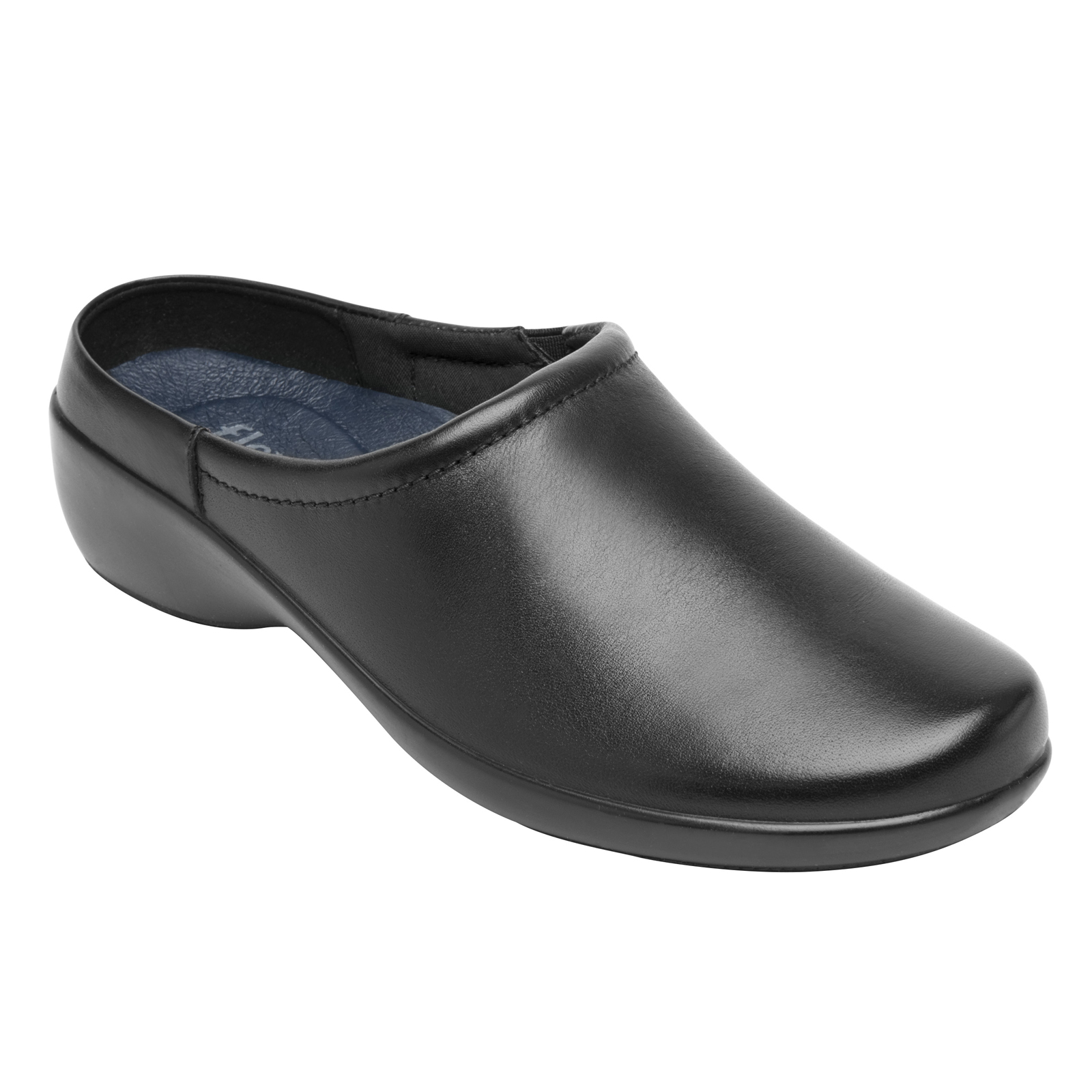 Zuecos De Piel Para Mujer Flexi 51726 Negro Destalonado Moda