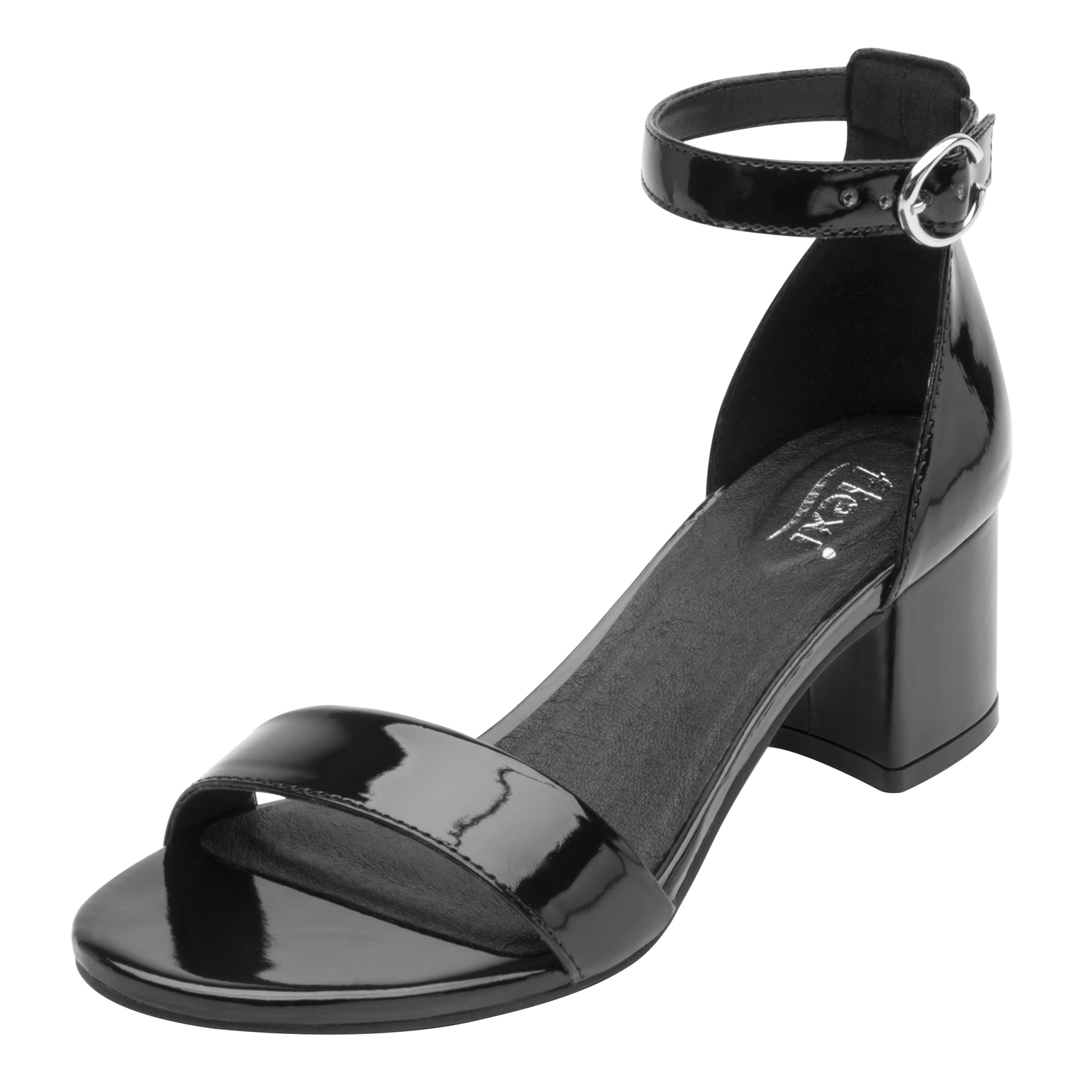 Sandalia Con Tacon Negro Charol Para Mujer Flexi 106411 Moda