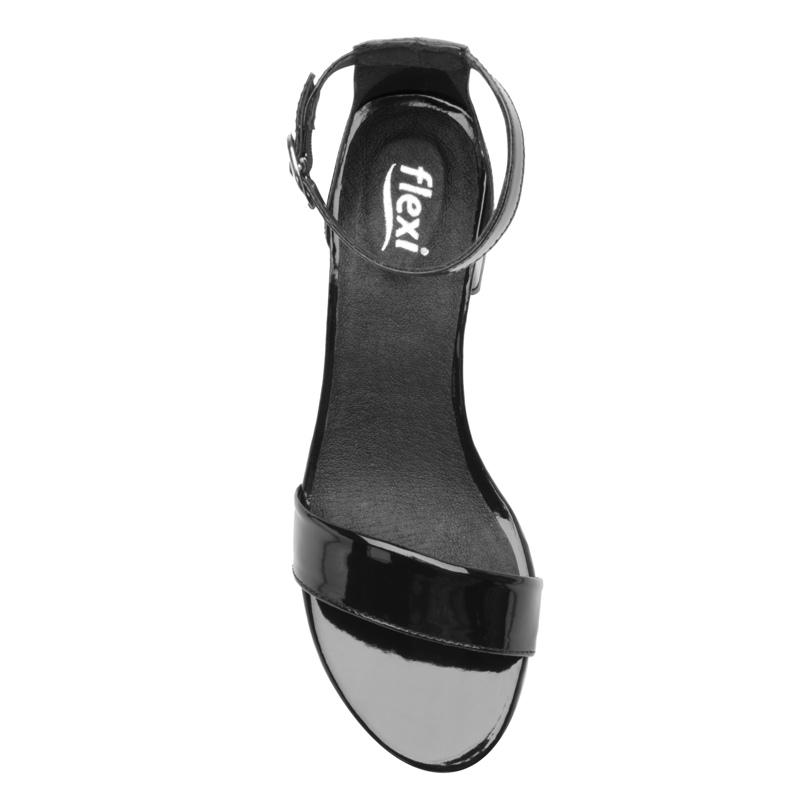 Sandalia Con Tacon Negro Charol Para Mujer Flexi 106411 Moda