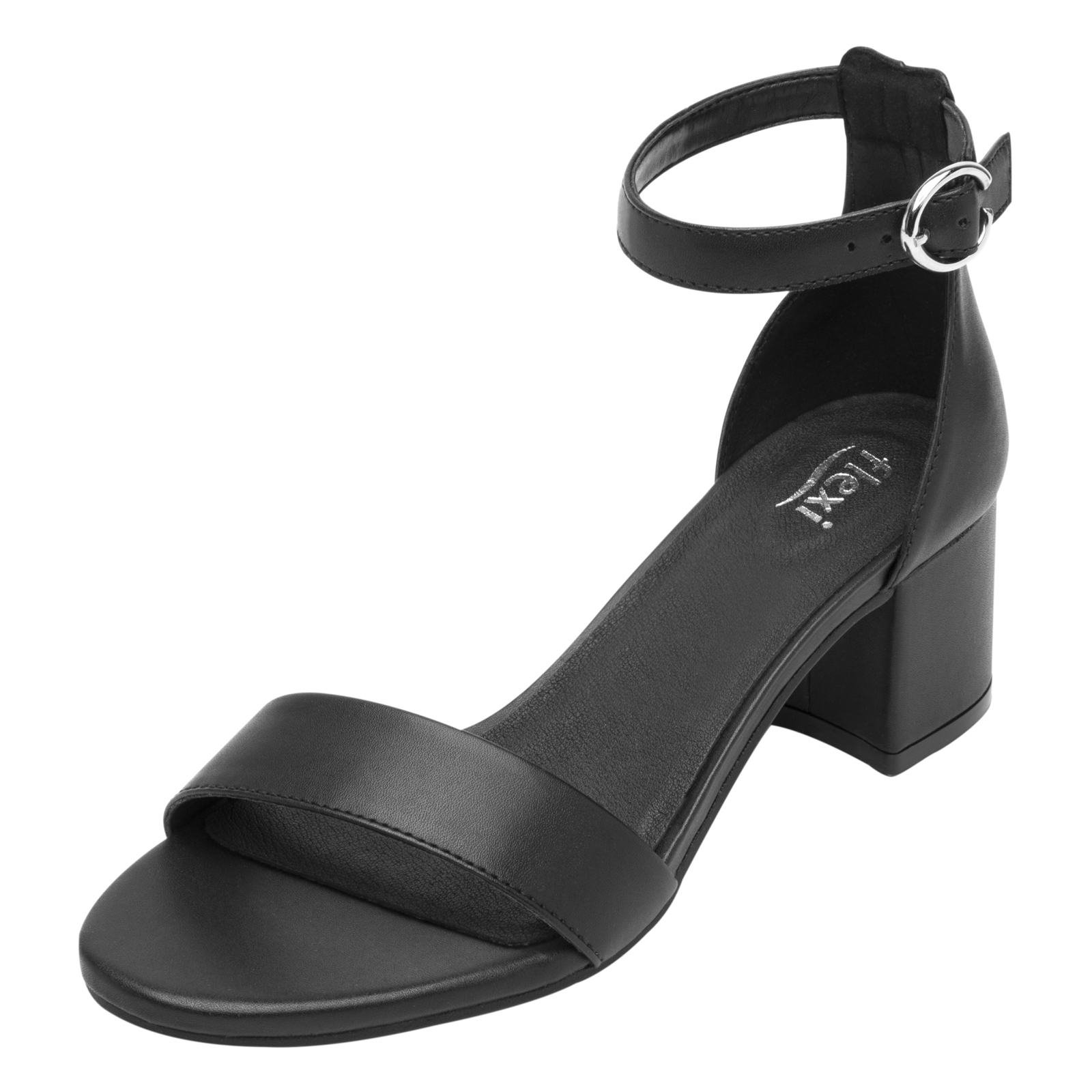 Sandalia Casual De Tacón Mujer Flexi 106411 Negro Mate Moda