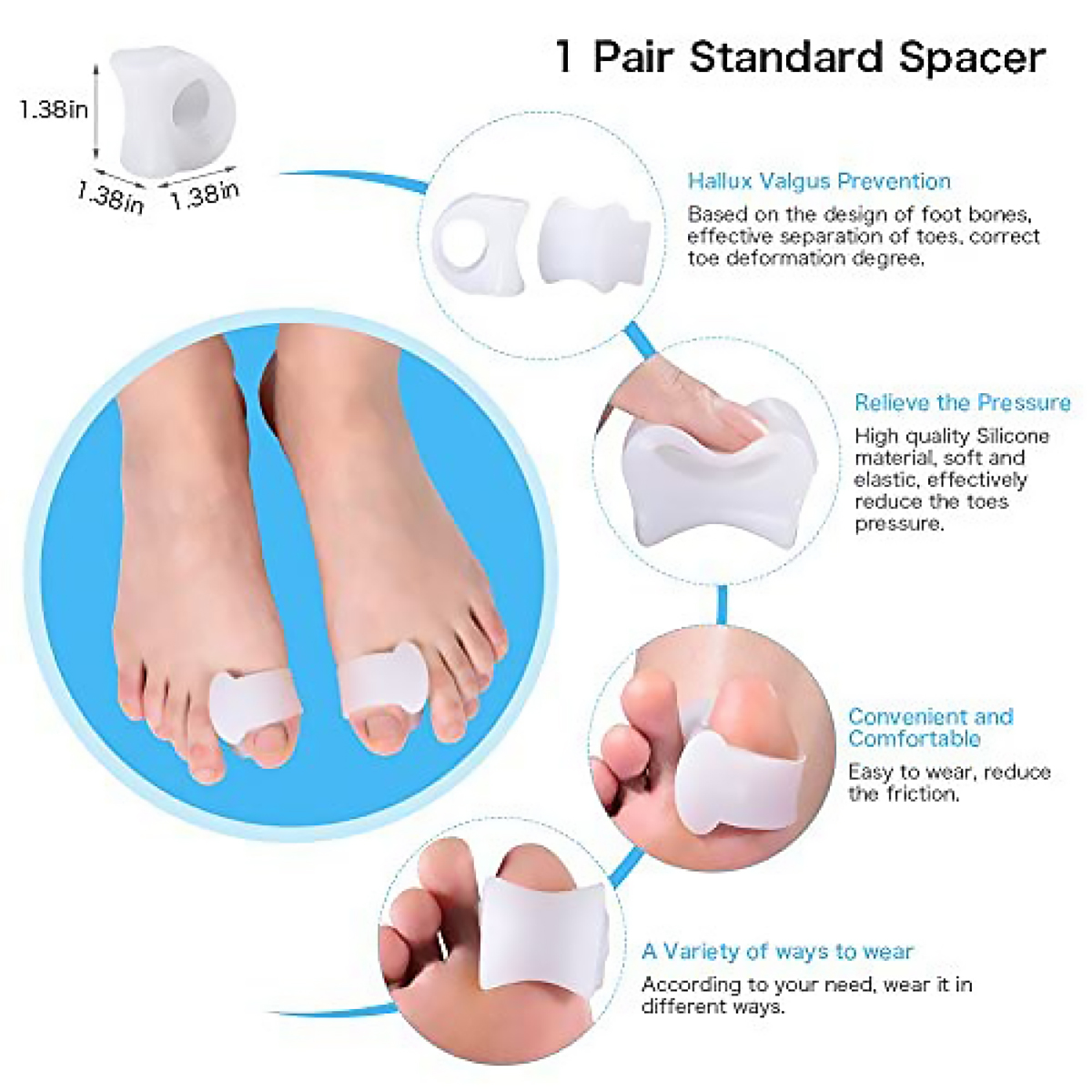 Set de Separadores de Dedo Gordo del Pie - 2 Pares