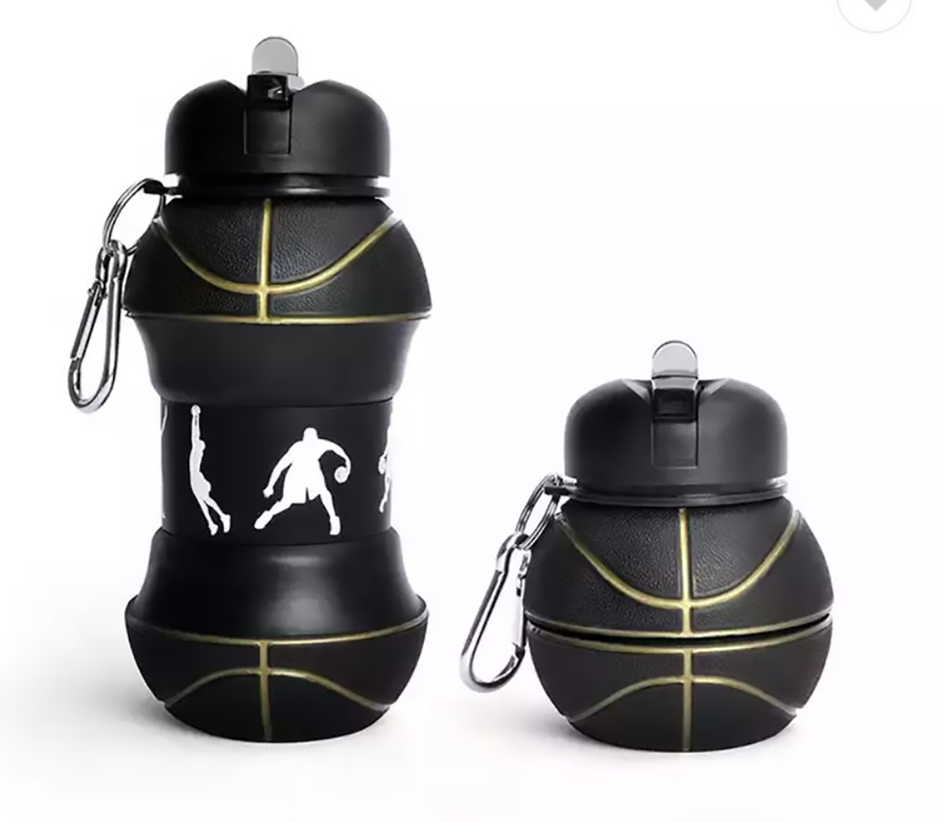 Botella Balon Plegable Para Agua Deporte Basquetbol Nba Negr