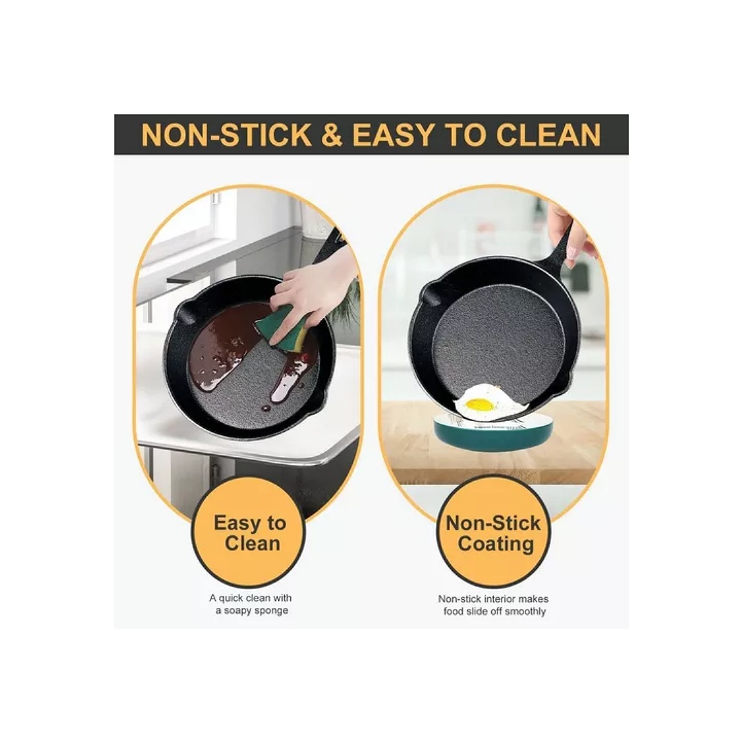 Sartenes De Hierro Fundido Skillet Multifuncional Set 3pcs marca EK