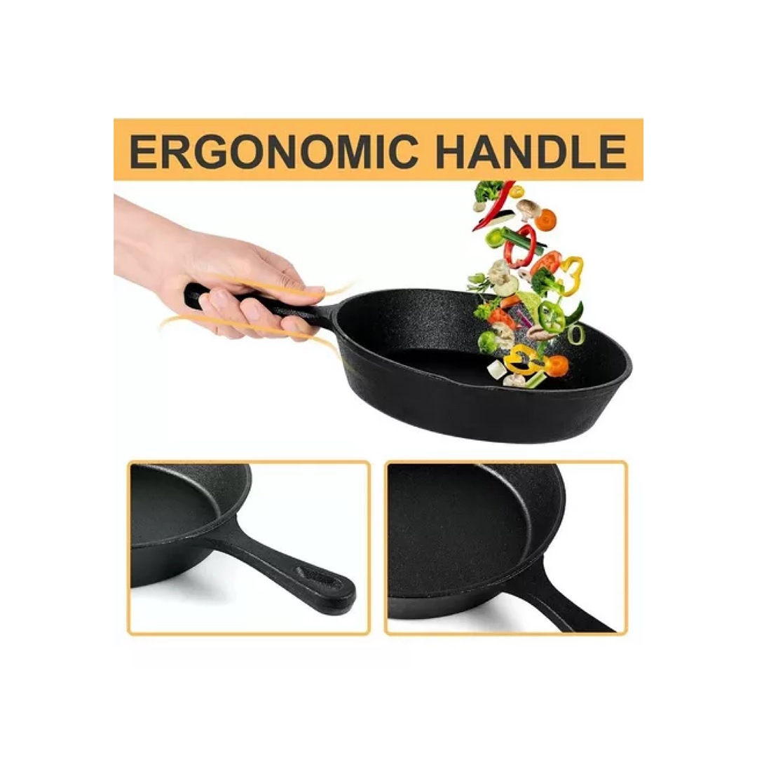 Sartenes De Hierro Fundido Skillet Multifuncional Set 3pcs marca EK