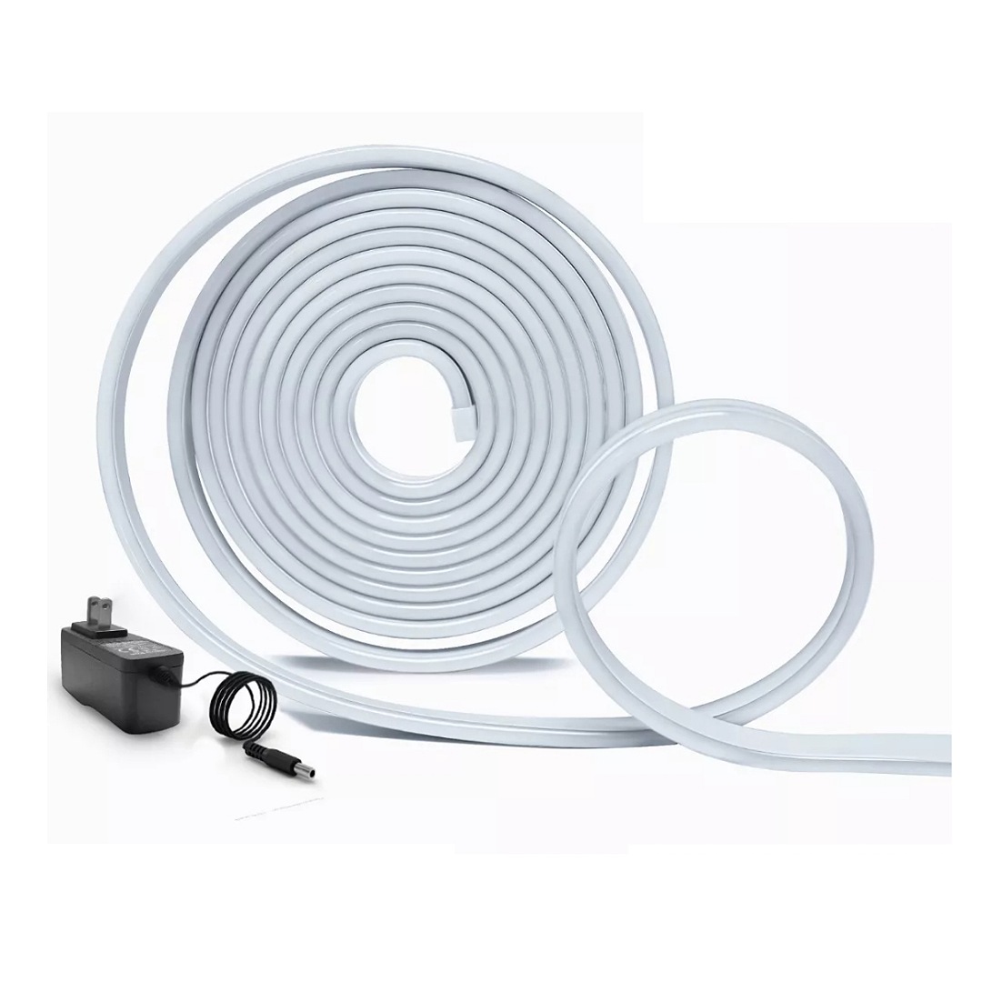 Tiras De Led Luz De Neón Flexible 5m Manguera Con Fuente 12v blanco frio
