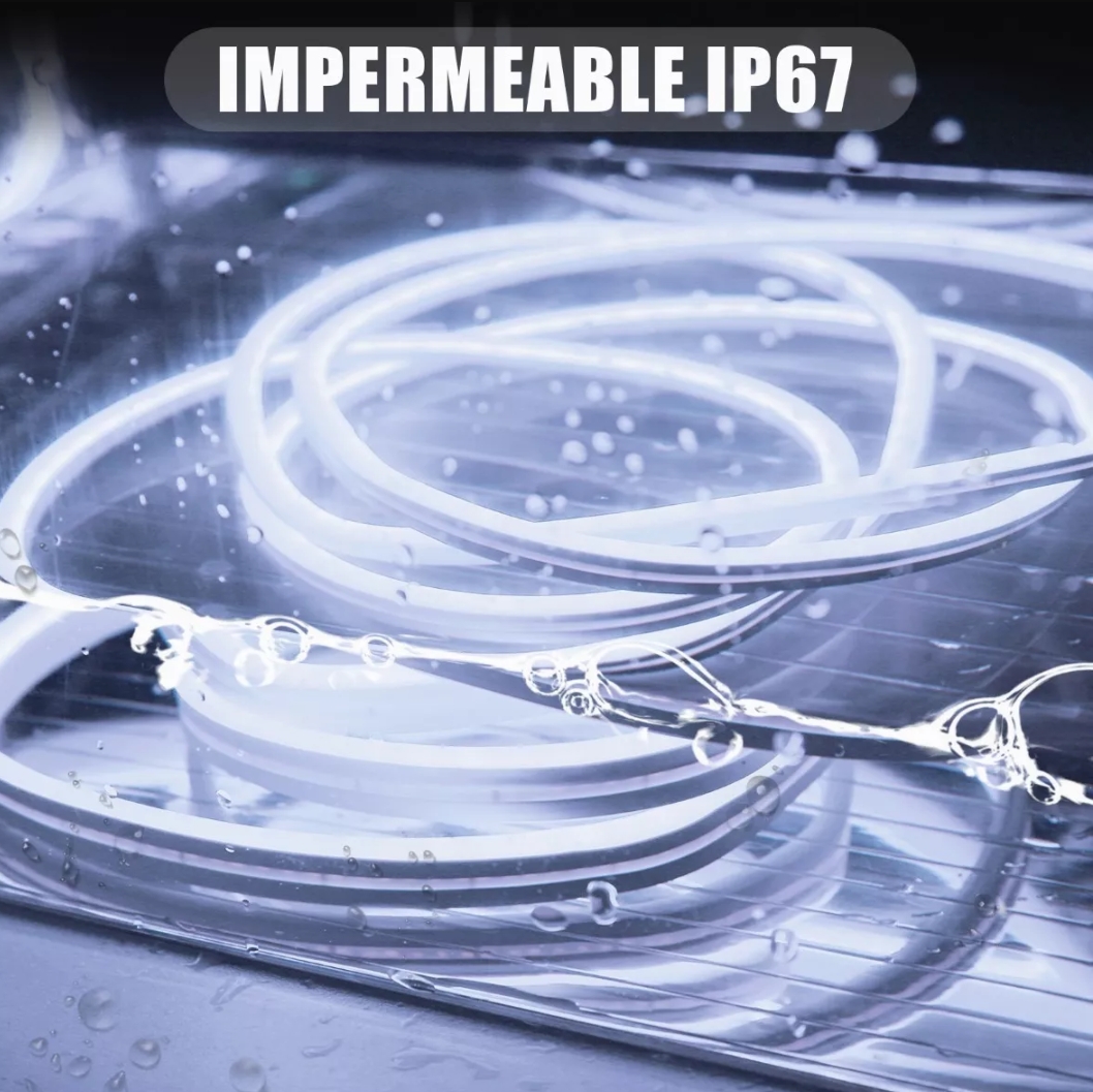 Tiras De Led Luz De Neón Flexible 5m Manguera Con Fuente 12v blanco frio