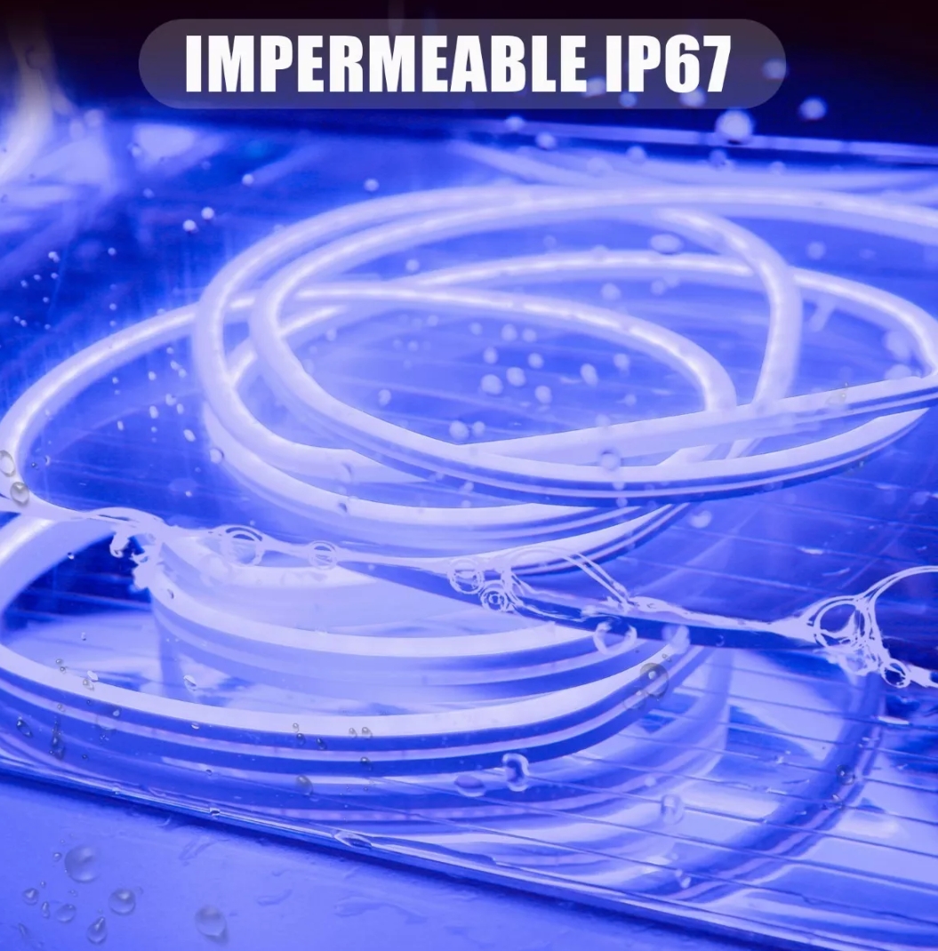 Tiras De Led Luz De Neón Flexible 5m Manguera Con Fuente 12v azul 