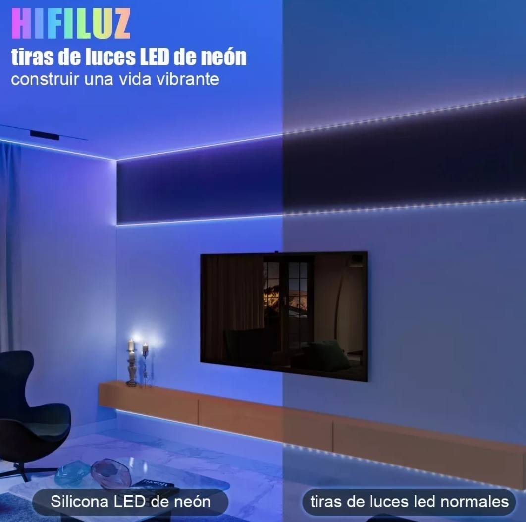 Tiras De Led Luz De Neón Flexible 5m Manguera Con Fuente 12v azul 