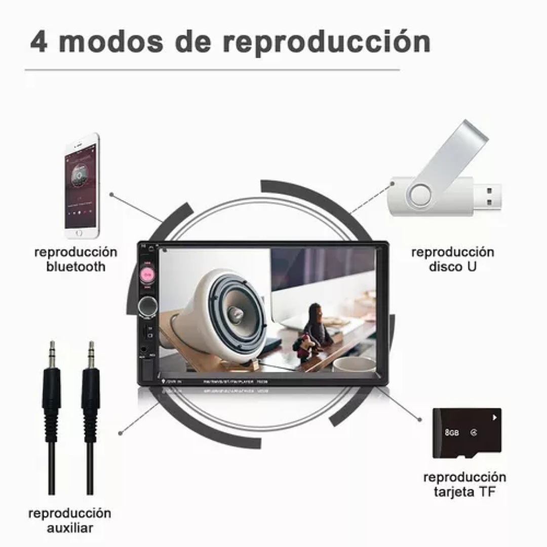 Autoestéreo 2 Din Mirrorlink Pantalla Táctil 7 Inch Y Cámara