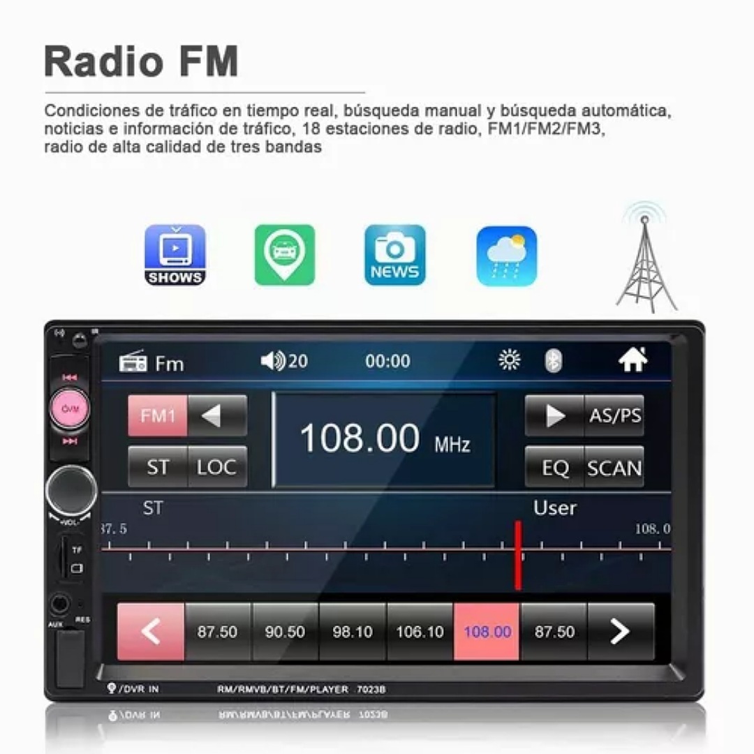 Autoestéreo 2 Din Mirrorlink Pantalla Táctil 7 Inch Y Cámara